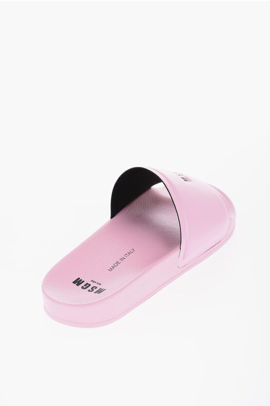 MSGM og1mm0724 Solid Contrasting Logo Sliders in Pink Size US 9 / IT 39 - 3 Thumbnail