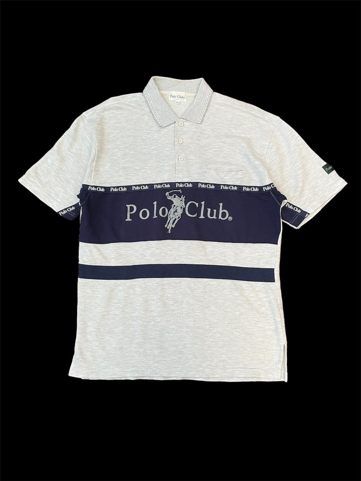 Polo Ralph Lauren POLO CLUB Big Logo Stripe Polo T Shirt Single Pocket Vintage Size US L / EU 52-54 / 3 - 3 Thumbnail
