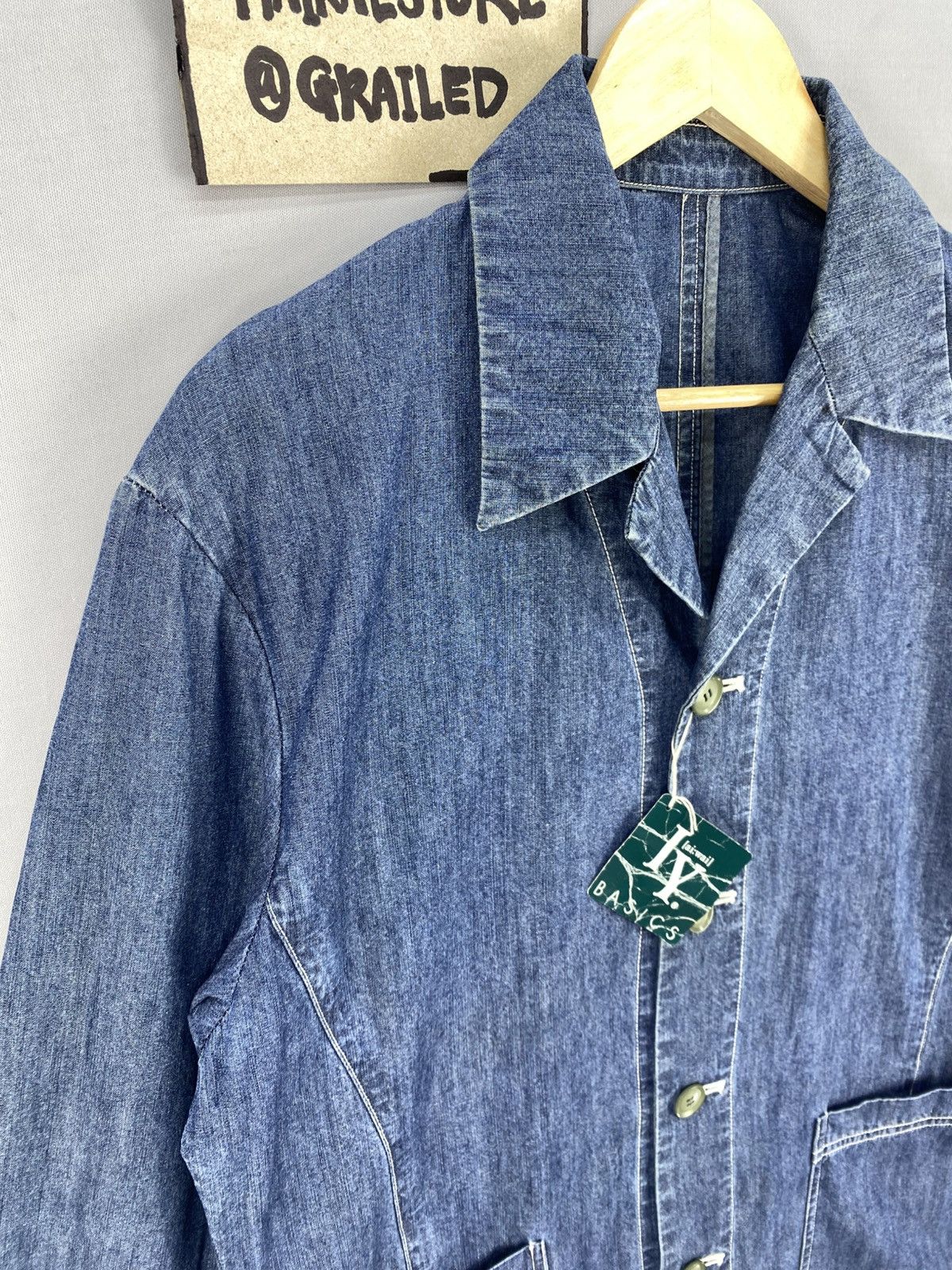 Japanese Brand Vintage IY Basics Chore Denim Jacket By Issey Miyaki Size US L / EU 52-54 / 3 - 2 Thumbnail
