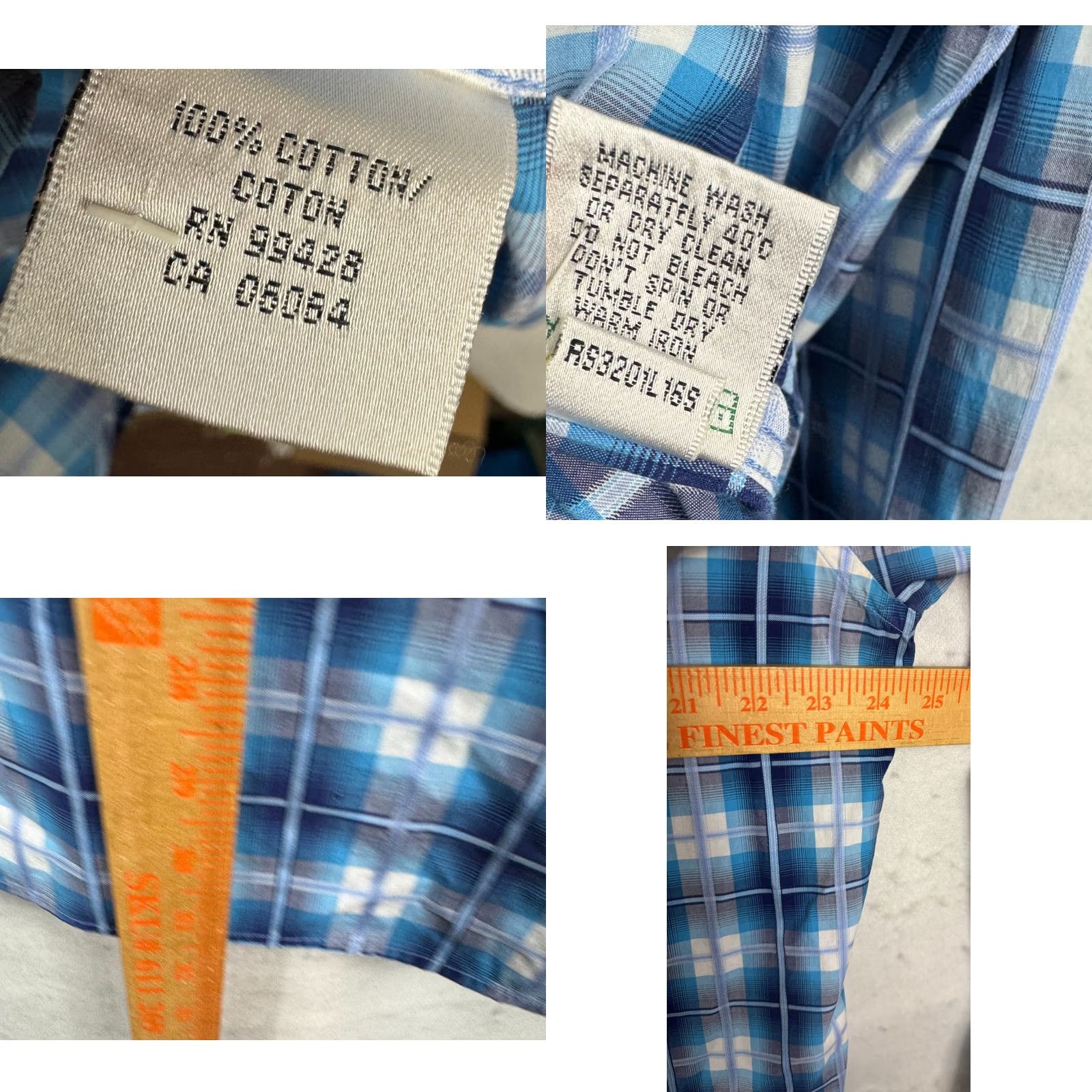 BUGATCHI VINTAGE Bugatchi Uomo Shaped Fit Shirt Button Up Mens XXL Flip Cuff Blue Plaid L/S Party Size US XXL / EU 58 / 5 - 8 Thumbnail