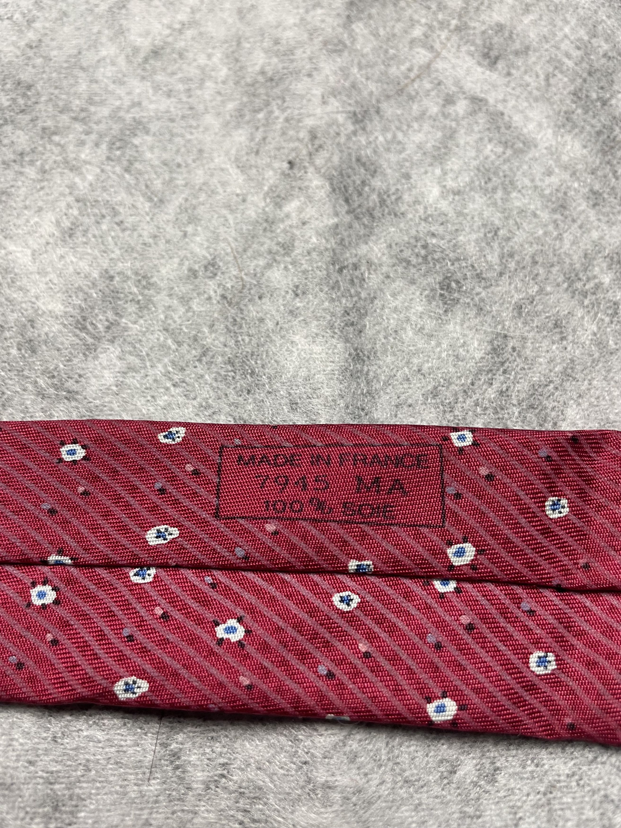 Hermes HERMES Paris 7945 MA Red Strip Print Silk Tie Size ONE SIZE - 3 Thumbnail