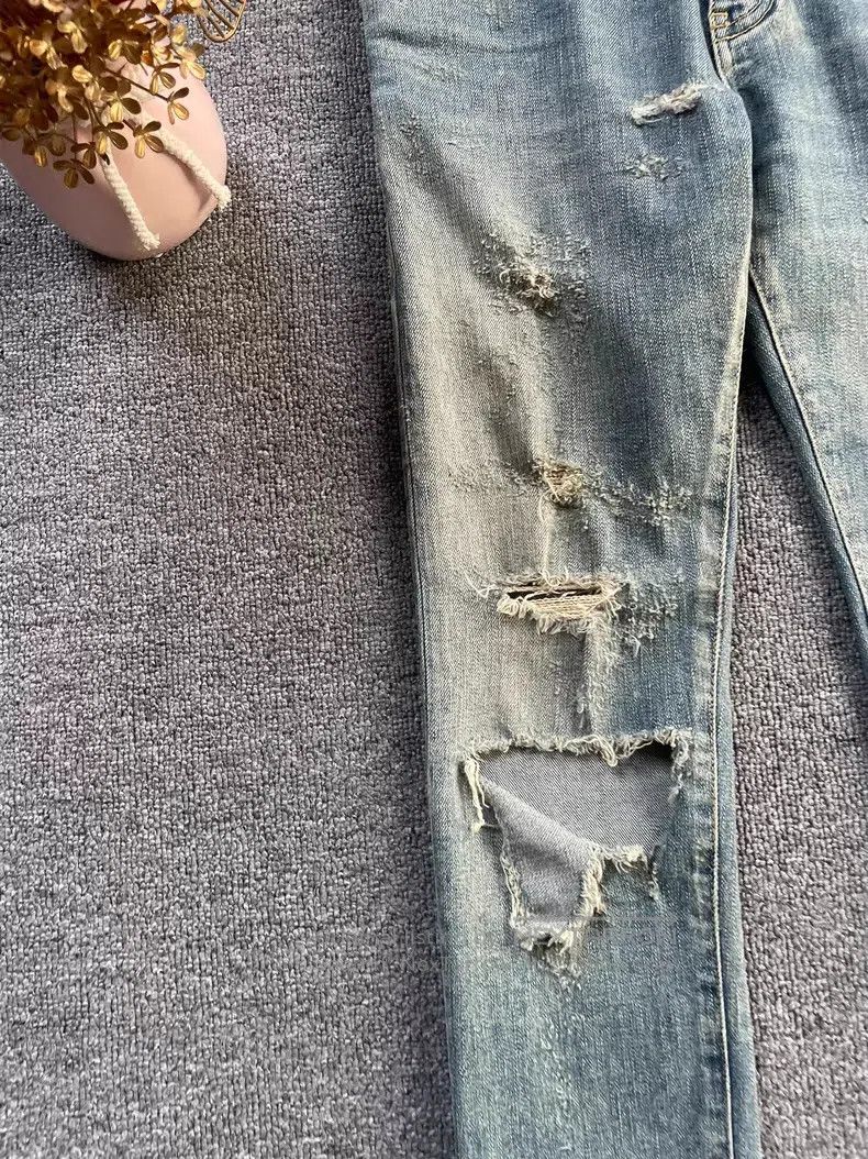 Saint Laurent Paris Saint Laurent Paris Knee Ripped Destroyed Denim Pants i Size US 29 - 4 Thumbnail