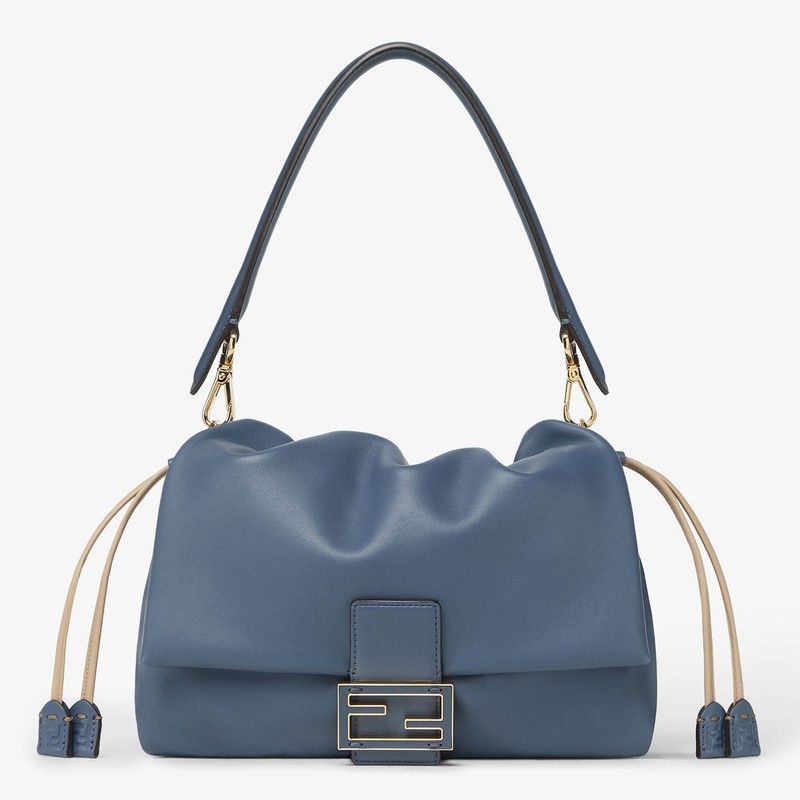Fendi Mamma Baguette Medium Bag In Blue Nappa, Women's