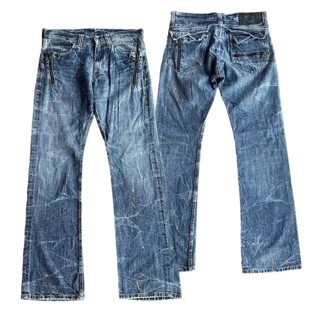 If Six Was Nine SICKS‼️STORM WASH⚡️VINTAGE JAPANESE JEANS SKULLS DENIM PANTS Size US 32 / EU 48 - 1 Thumbnail