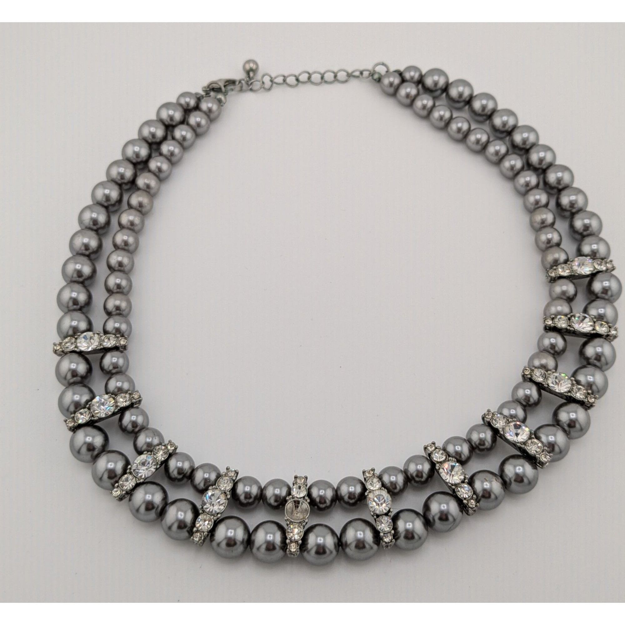 Other Vintage Glam Faux Pearl Double Strand Necklace With Rhinesto Size ONE SIZE - 7 Thumbnail