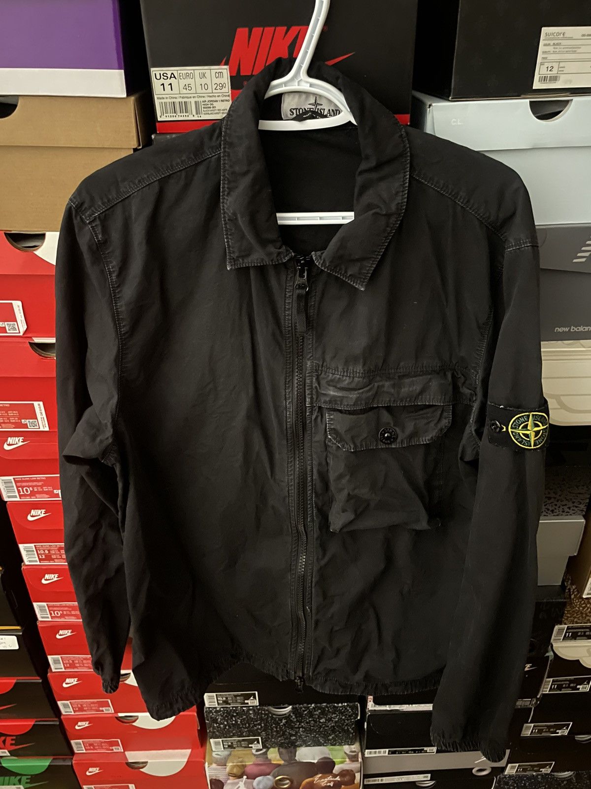 image of C P Company x Stone Island Multi Pocket Jacket in Black, Men's (Size XL)