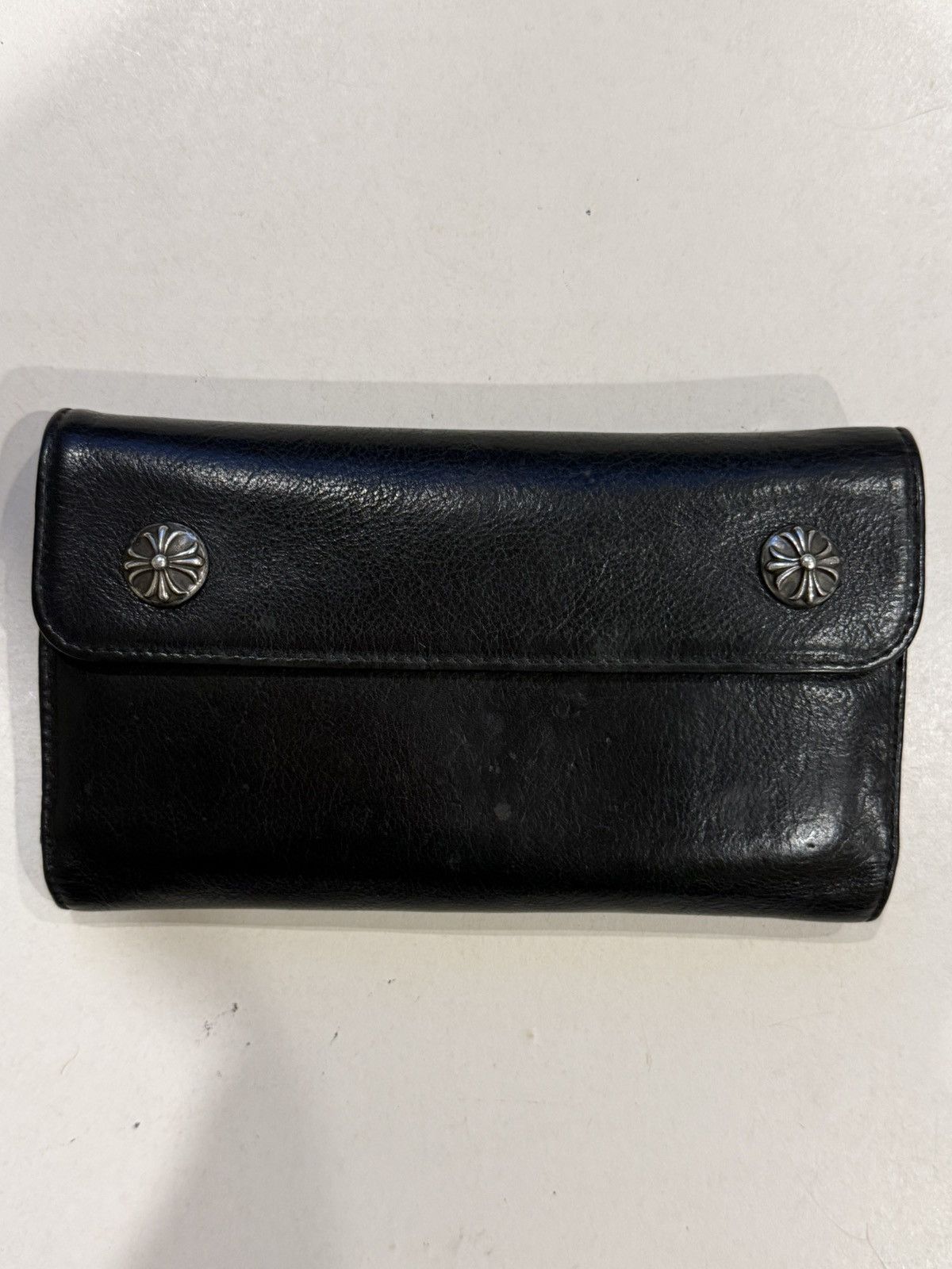 Chrome Hearts Chrome Hearts Black Leather Wave Wallet Silver Cross Balls Size ONE SIZE - 3 Thumbnail
