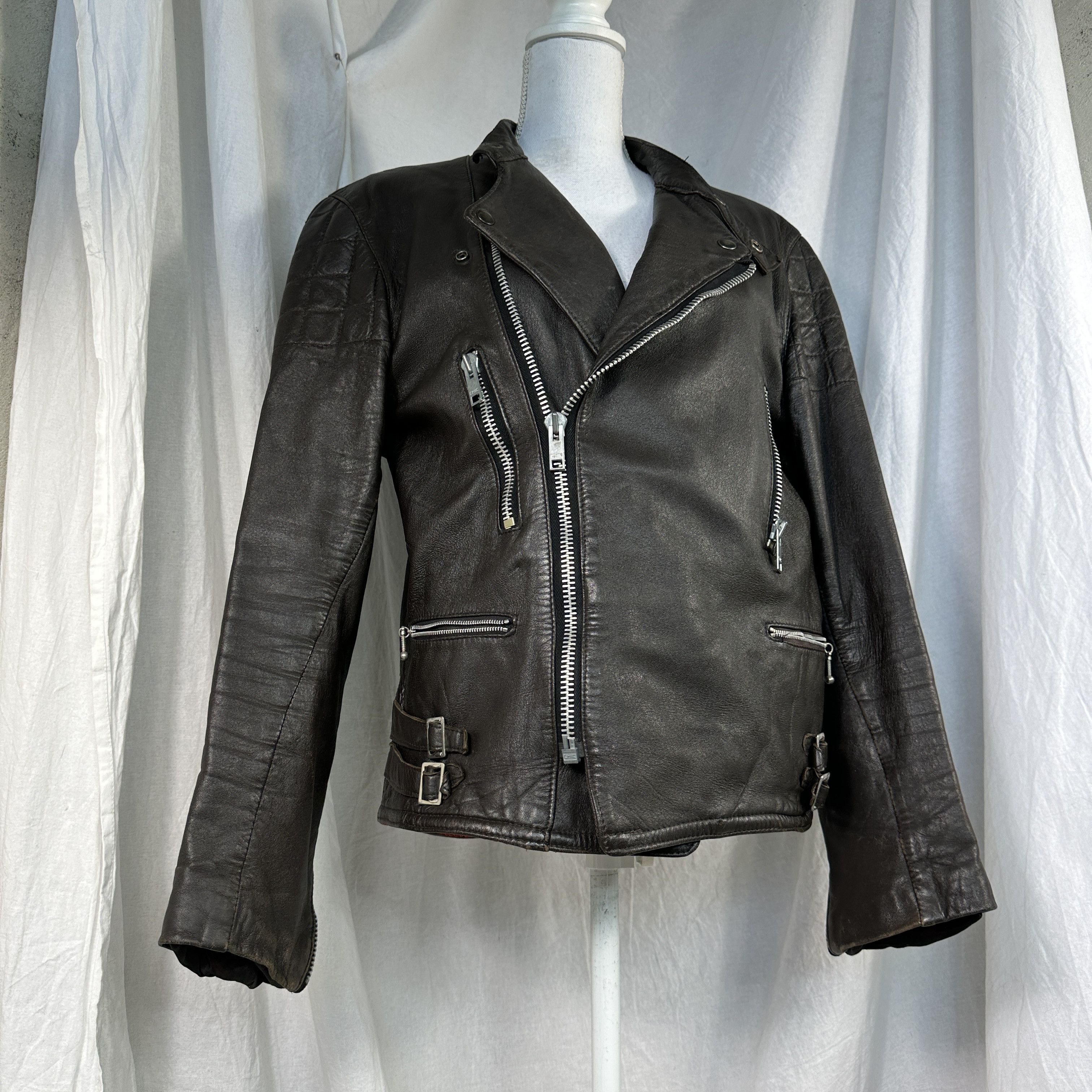 Genuine Leather × Vintage Rare Vintage 60s Moto Cuir Cafe Racer Leather Jacket Size US M / EU 48-50 / 2 - 8 Thumbnail
