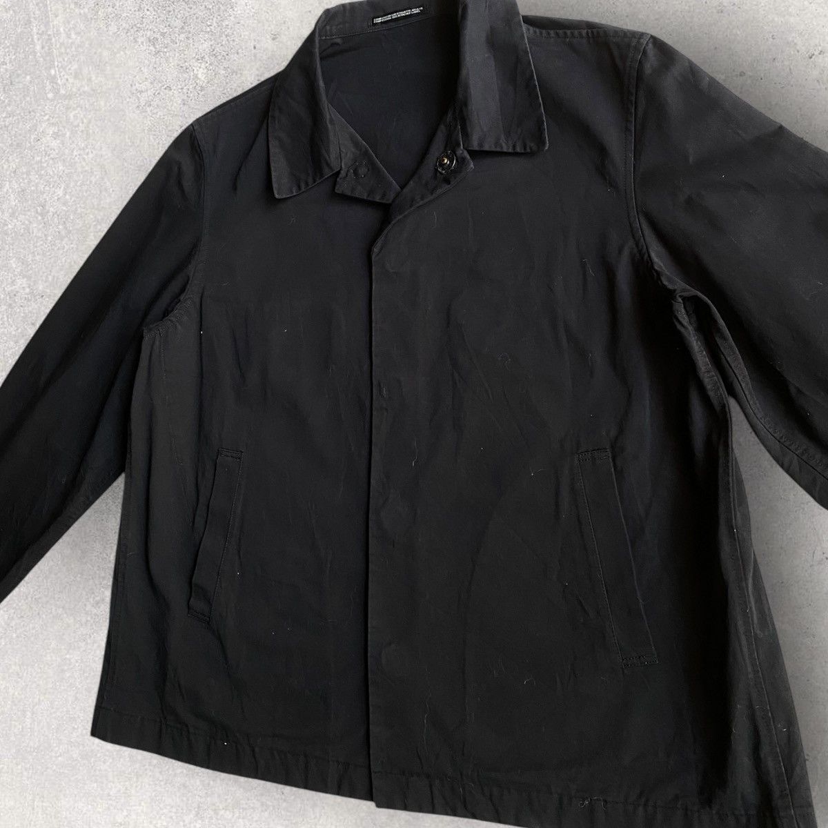 Yohji Yamamoto Black Cotton Open Collar Boxy Fit Jacket Size US L / EU 52-54 / 3 - 1 Thumbnail