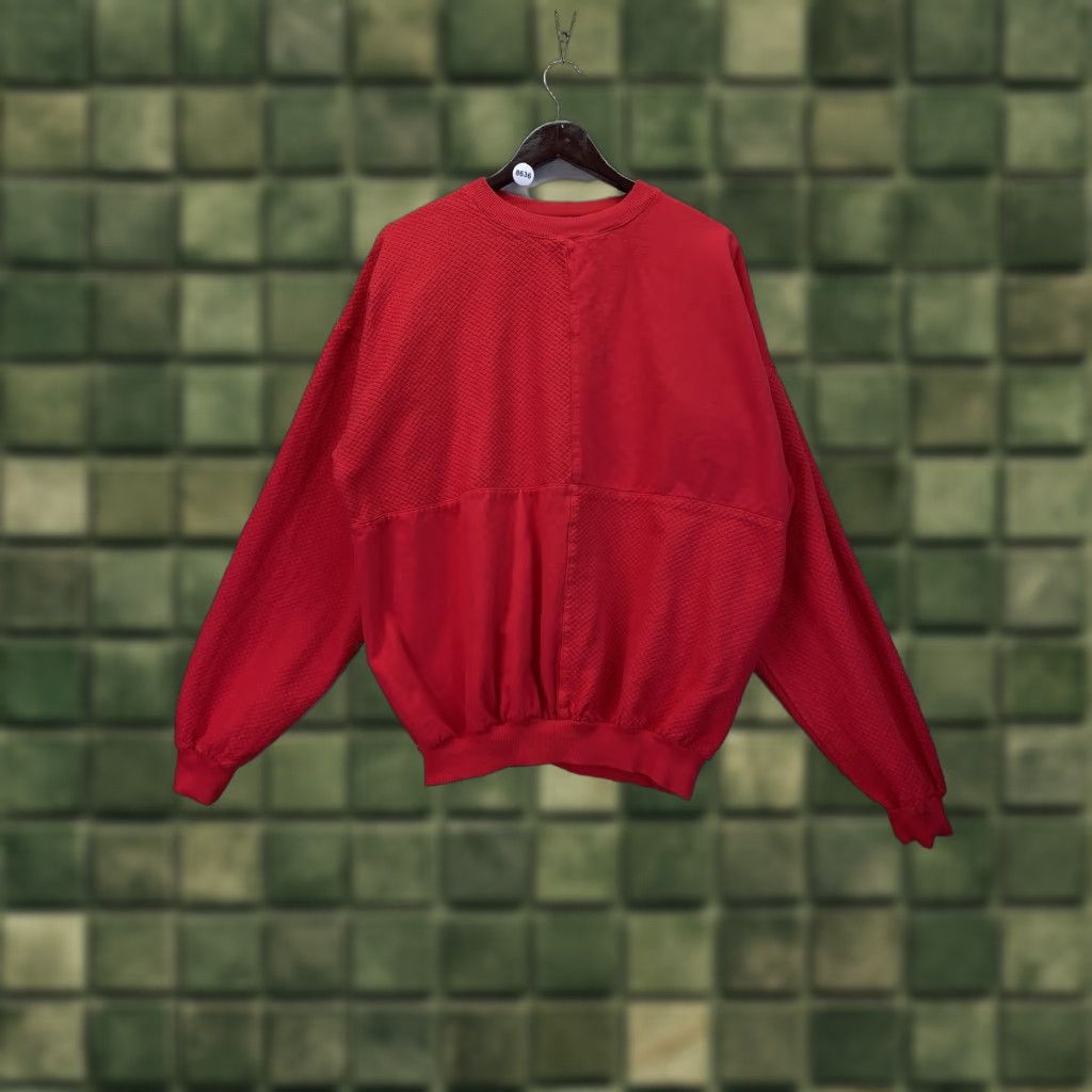 Vintage VINTAGE Wek the World Mens Textured Red Sweatshirt-8636 XL 1990s Size US XL / EU 56 / 4 - 1 Thumbnail