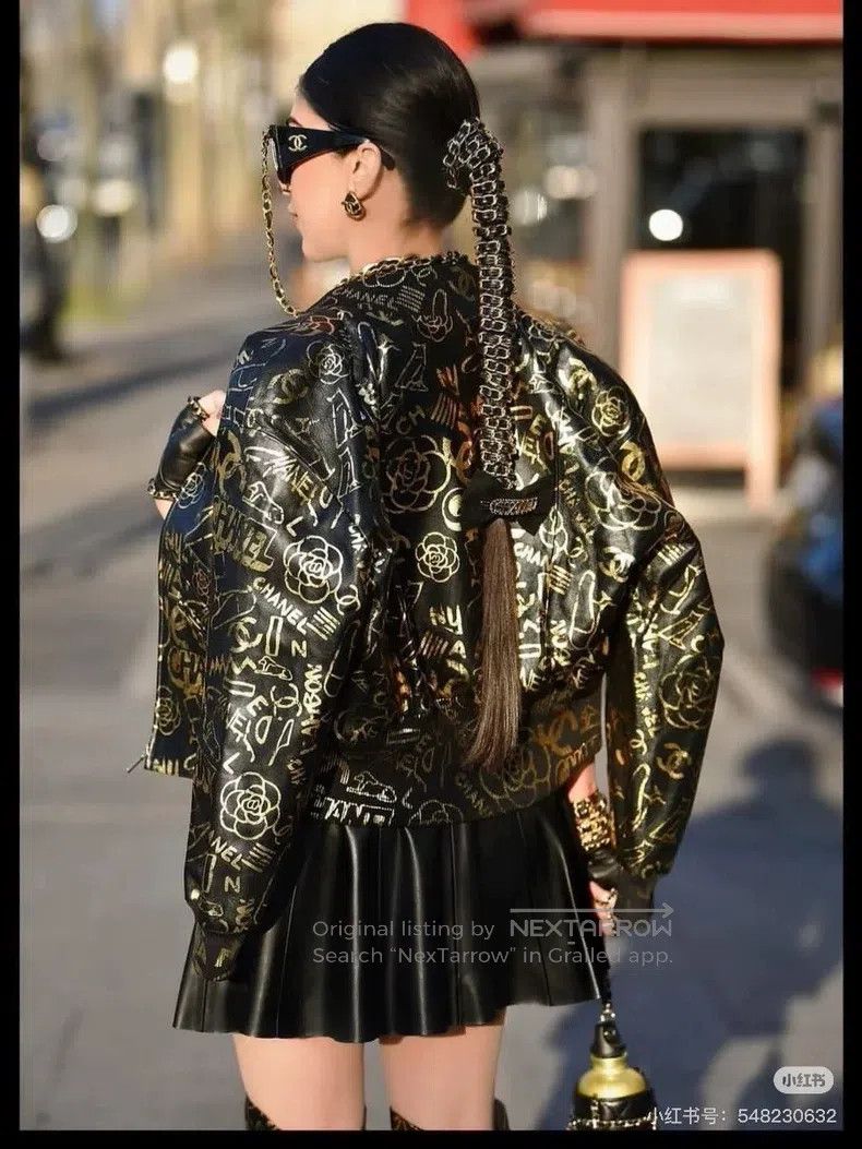 Chanel Chanel Egyptian series black gold graffiti leather jacket Size XS / US 0-2 / IT 36-38 - 7 Thumbnail