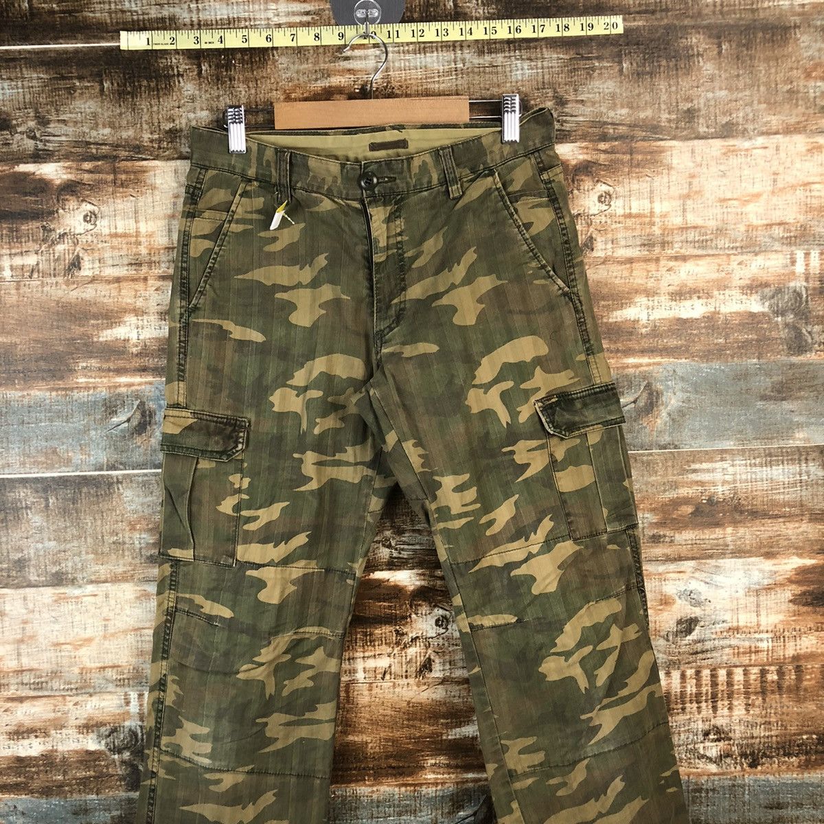 Japanese Brand DLL Ships Green Camo Cargo Multipocket Pants #C760 Size US 28 / EU 44 - 2 Thumbnail
