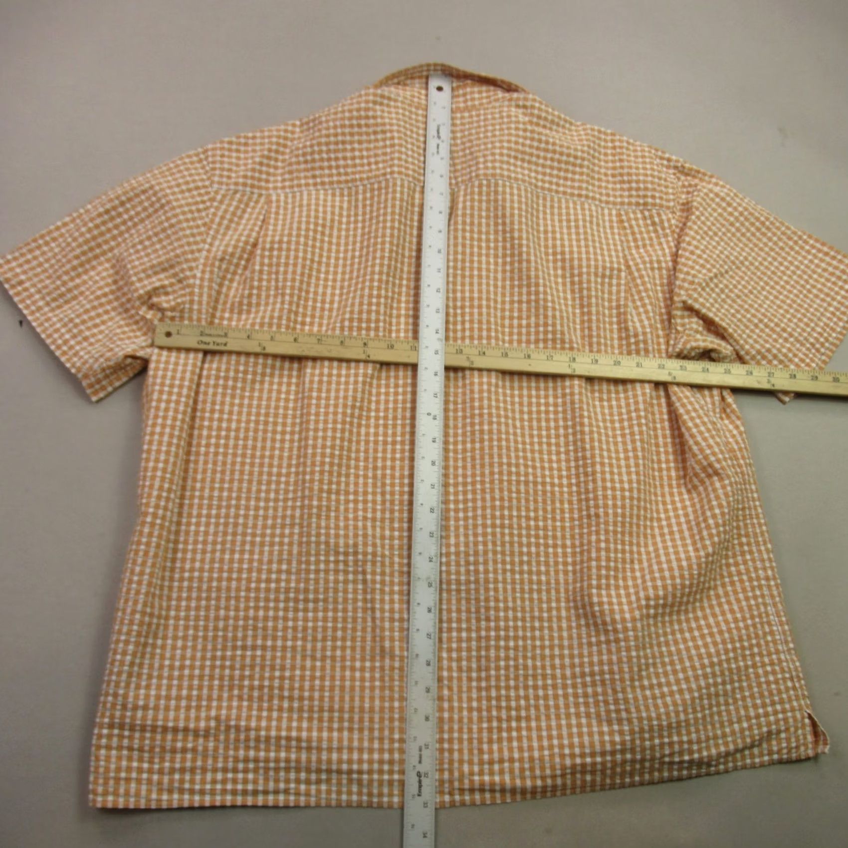 Johnston & Murphy Johnston & Murphy Men's Button-Up Shirt Short Sleeve Yellow Check 2XL Regular Collar Cutaway Size US XXL / EU 58 / 5 - 6 Thumbnail