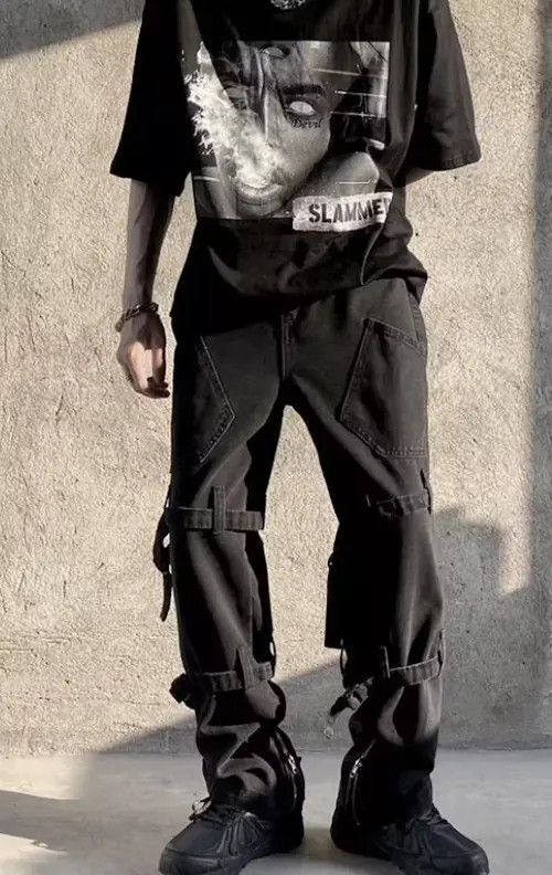 image of Vintage Punk Denim Jeans Streetwear in Black, Men's (Size 32)