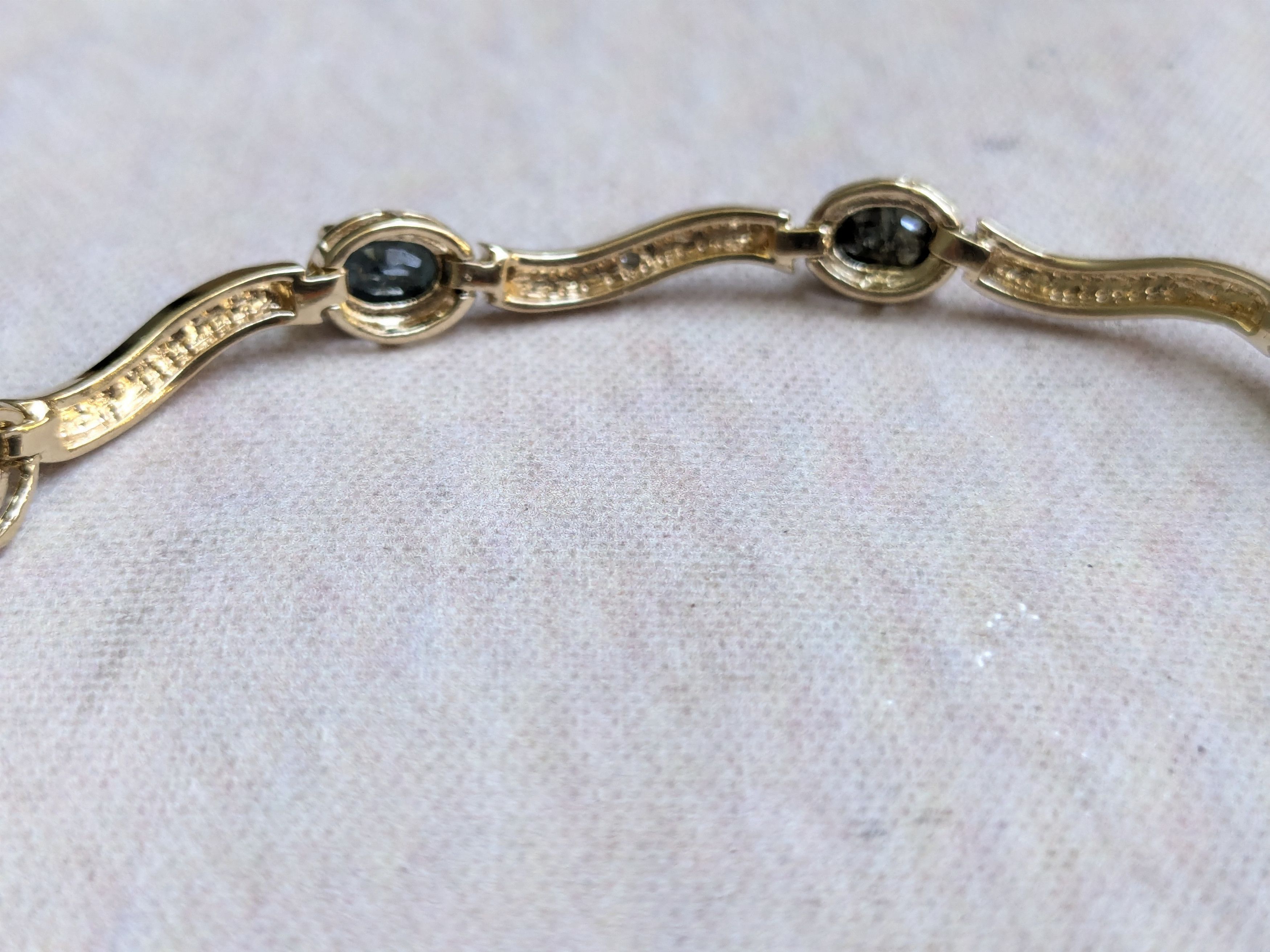Sterling Silver Sterling Silver Tennis Bracelet Blue Gold Plated 7.25" Oval Size ONE SIZE - 6 Thumbnail