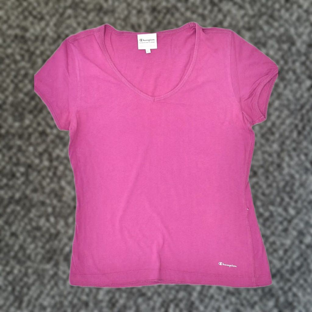 Champion CHAMPION Womens Heritage Fit T-Shirt Top Large Pink Size L / US 10 / IT 46 - 1 Thumbnail
