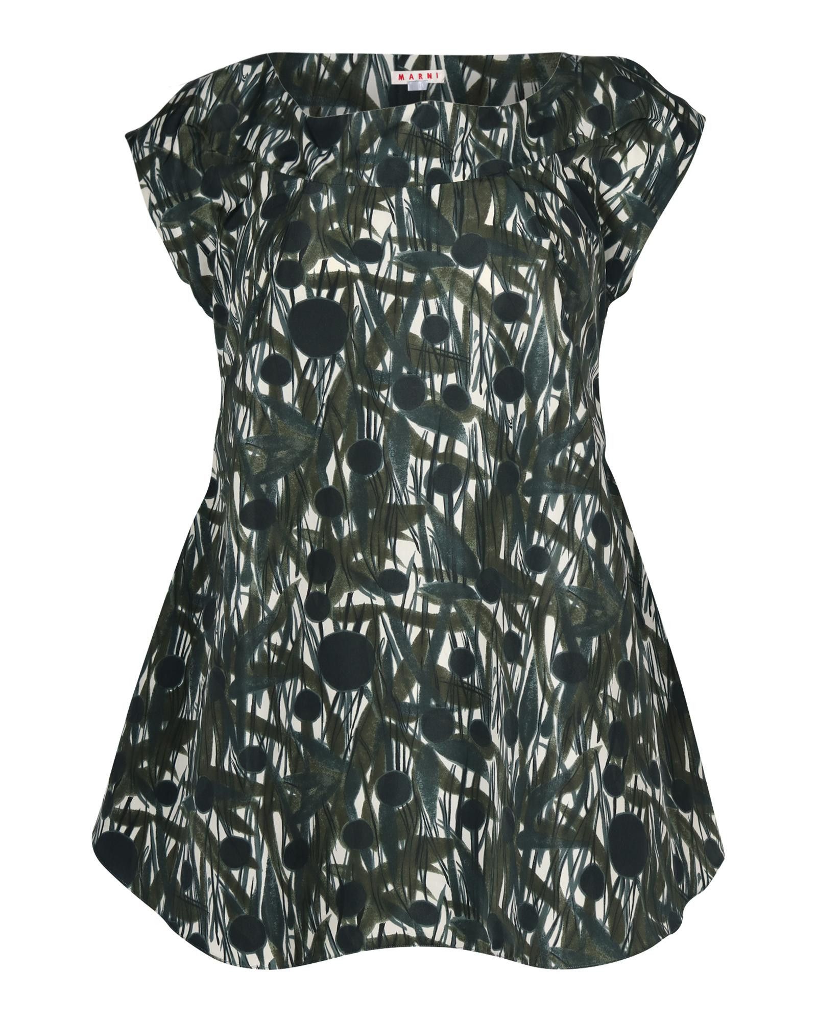 image of Multicolored Abstract Printed Polyester Top By Marni in Green, Women's (Size XS)