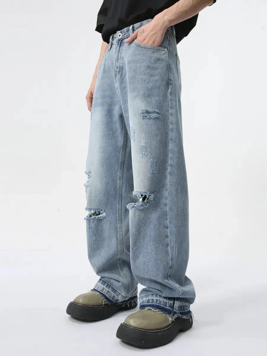 Japanese Brand Retro loose high street ripped jeans Size US 32 / EU 48 - 6 Thumbnail