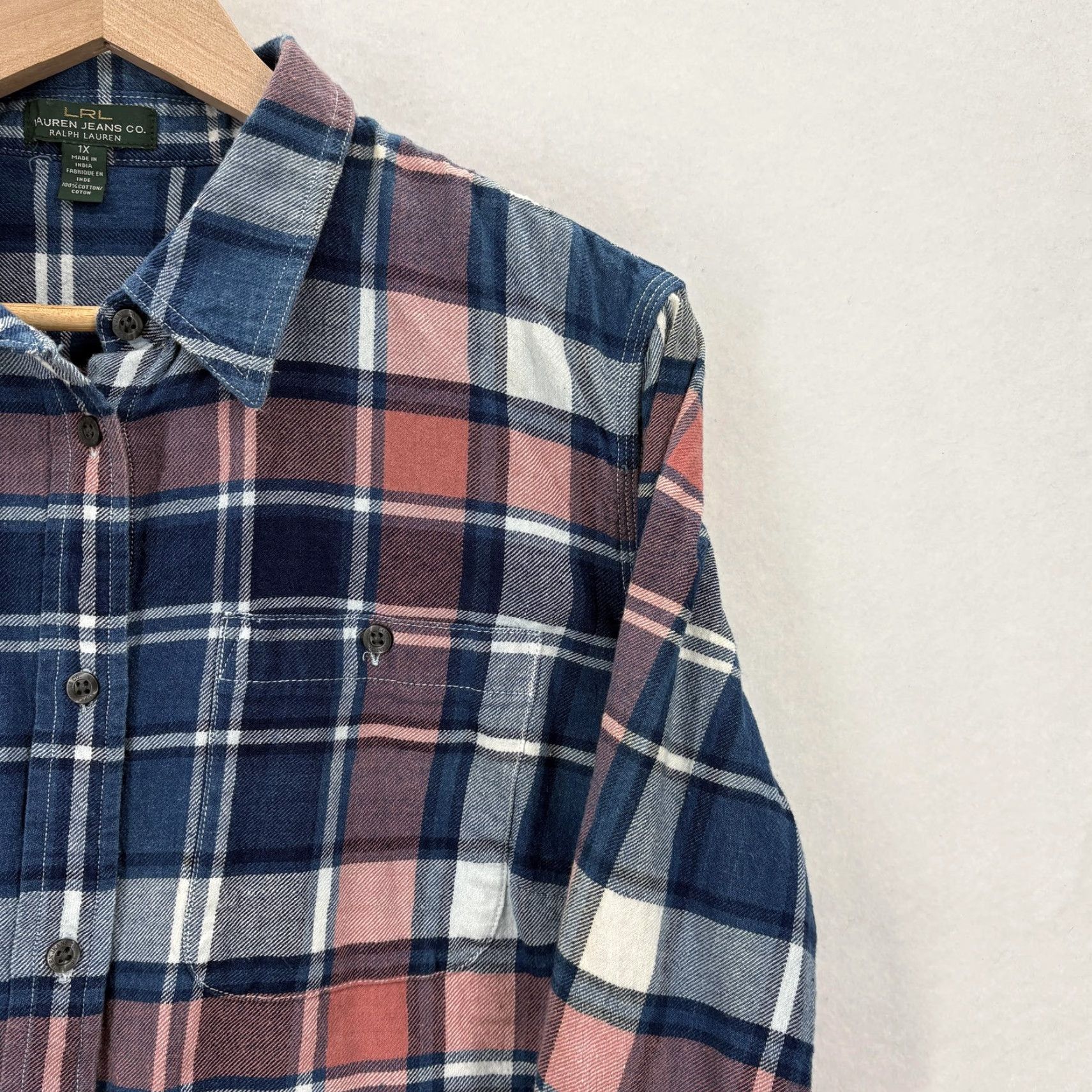 Ralph Lauren Lauren Ralph Lauren Shirt Womens 1X Multicolor Plaid Flannel Button Front Top Size XL / US 12-14 / IT 48-50 - 2 Thumbnail