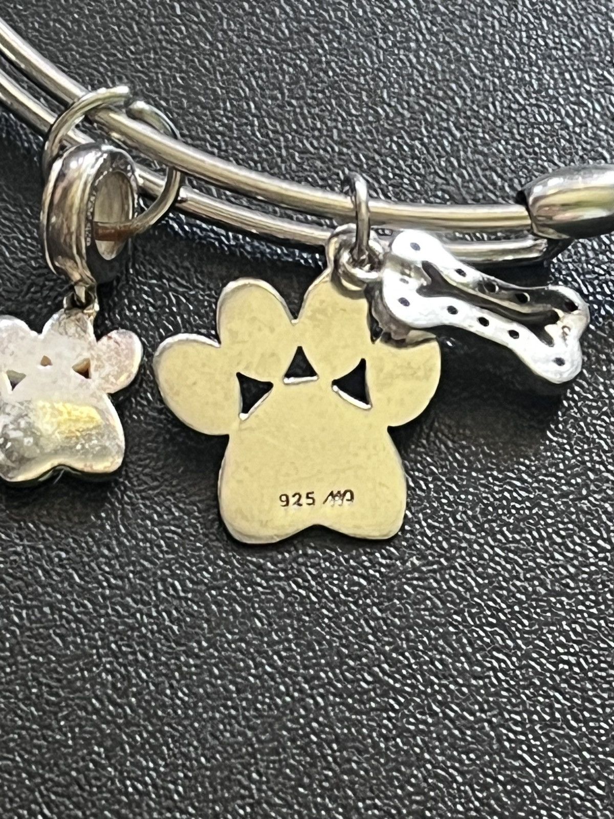 Other 925 sterling silver expandable bangle with bone paw charms Size ONE SIZE - 3 Thumbnail