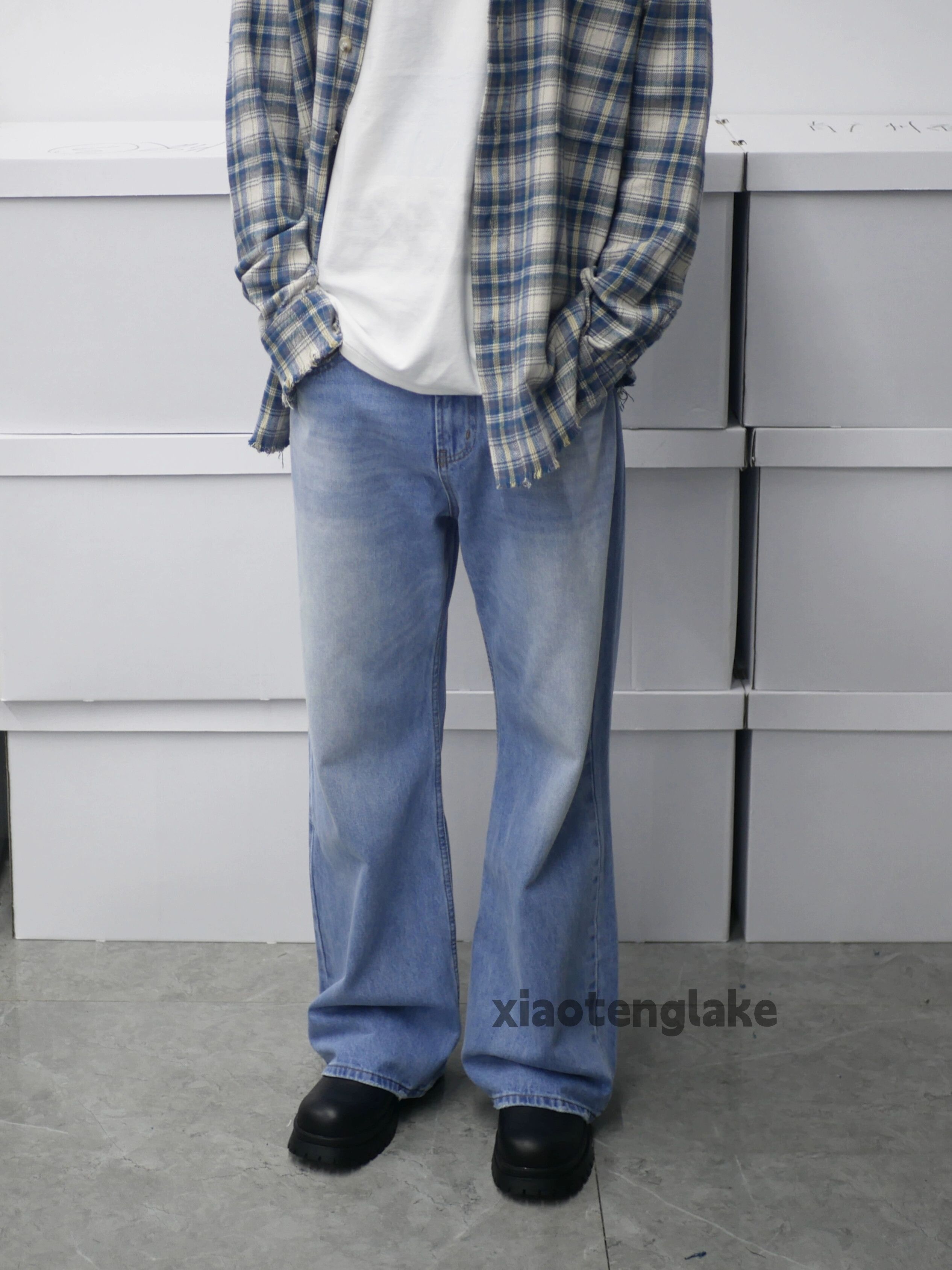 Jean × Vintage washed faded cleanfit yuppie loose baggy flared jeans Size US 34 / EU 50 - 3 Thumbnail