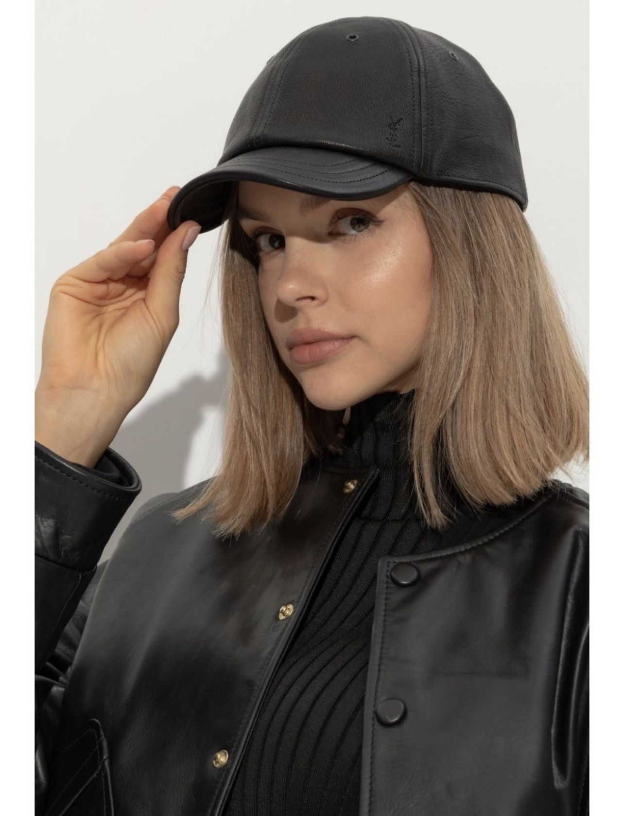 Saint Laurent Paris Cassandra Leather Cap Size ONE SIZE - 2 Thumbnail