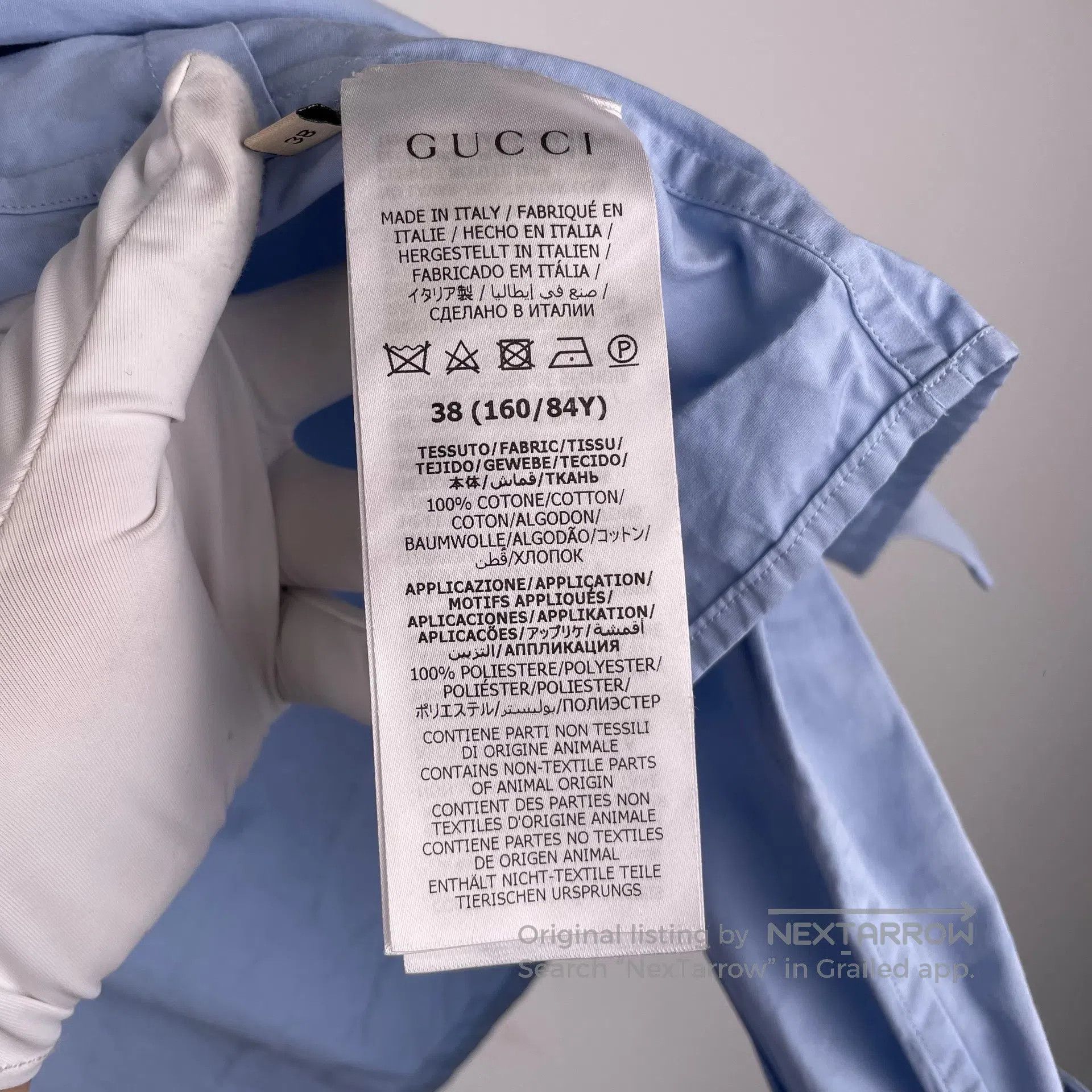 Gucci Guicci Blue Embroidered Letter Logo Long Sleeve Shirt Size Size XS / US 0-2 / IT 36-38 - 5 Thumbnail