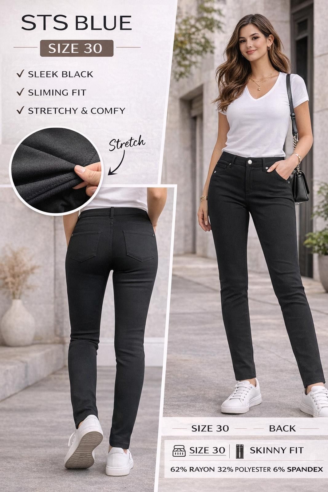 Other STS Blue Black Skinny Jeans Size 30 Stretch Size 30" / US 8 / IT 44 - 1 Thumbnail