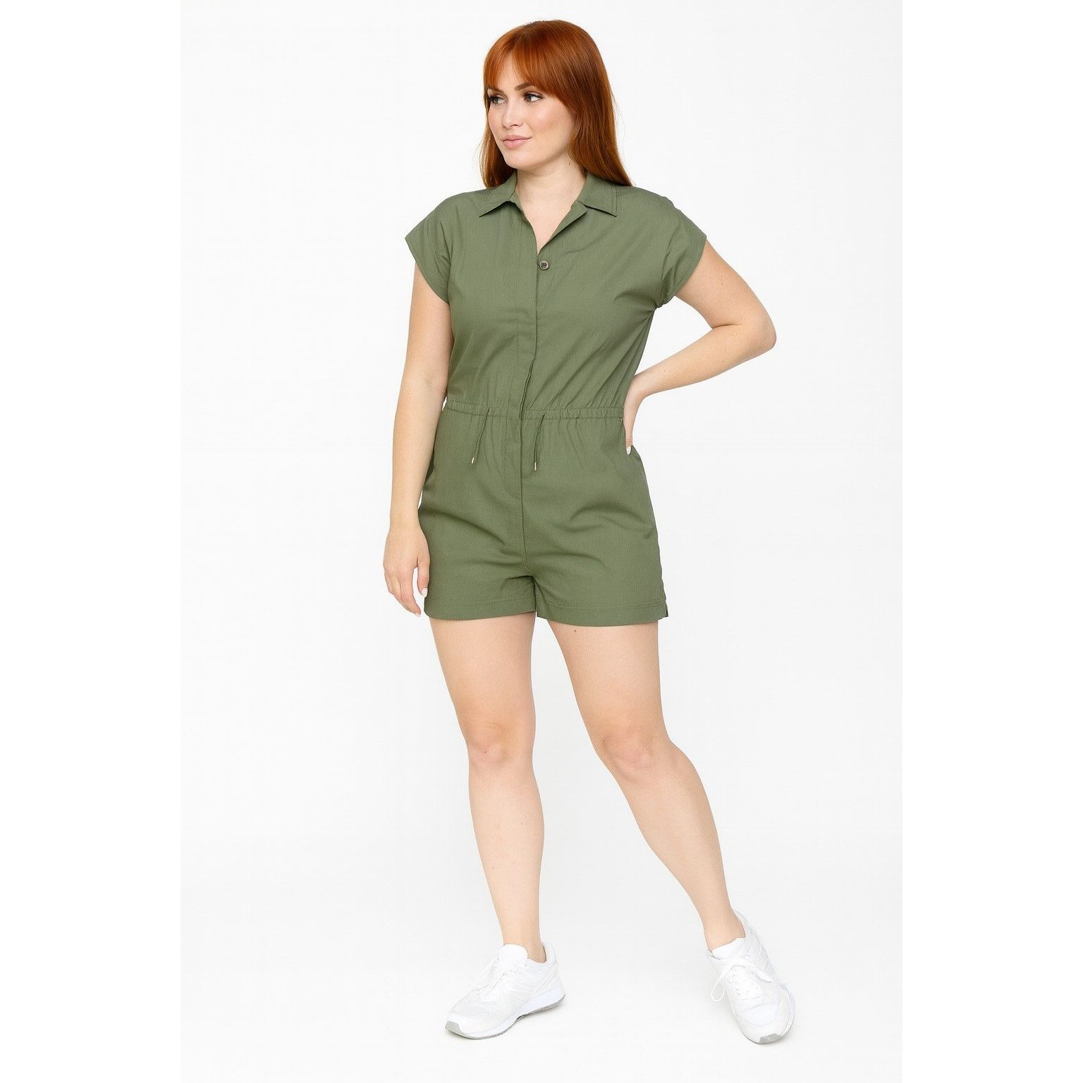 Pinko NWT Celebrity Pink Green Poplin Short Romper 2XL Size 42" / US 20 - 1 Thumbnail