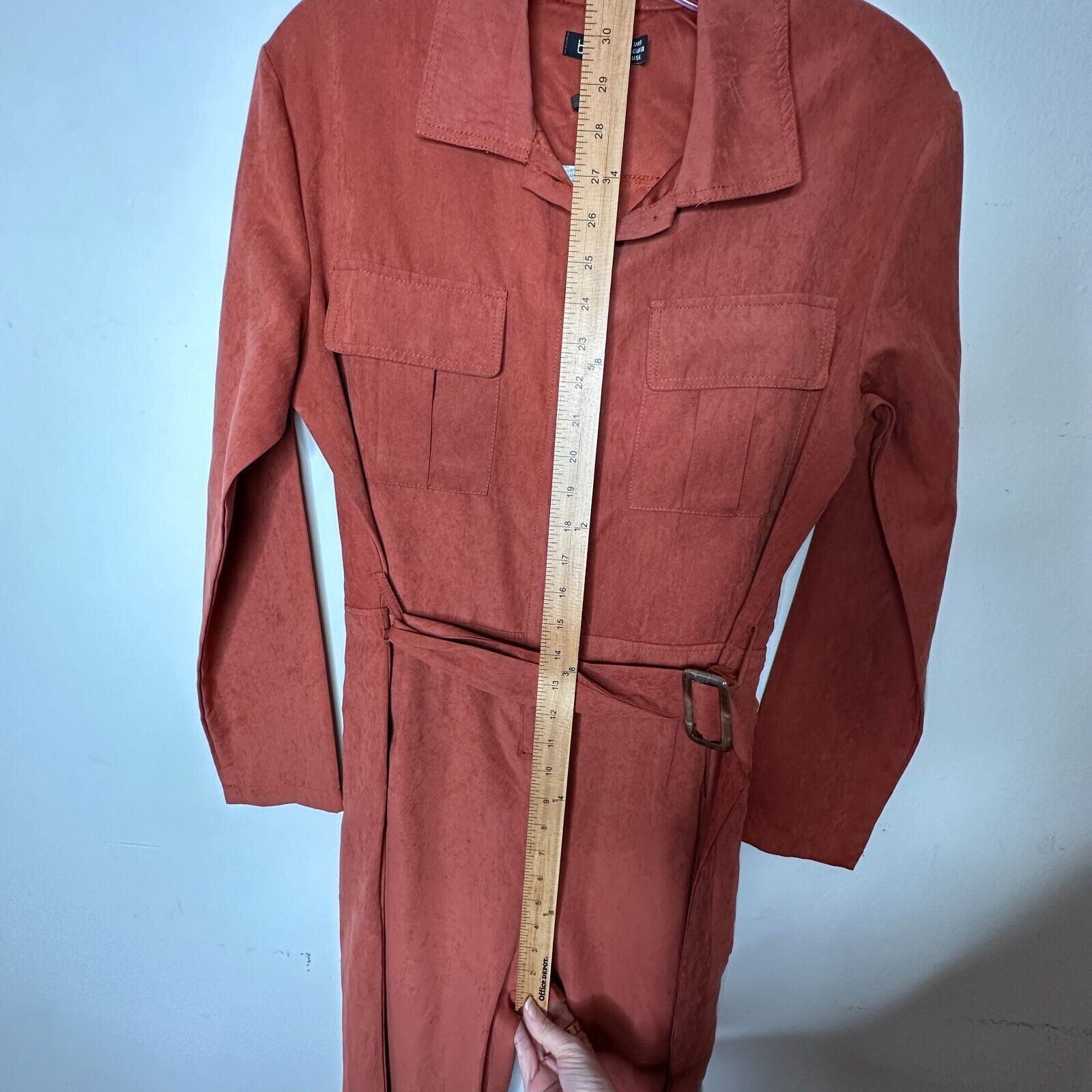 Boohoo NWT Boohoo Rust Utility Cargo Belted Jumpsuit Safari Pocket Size 30" / US 8 / IT 44 - 13 Thumbnail