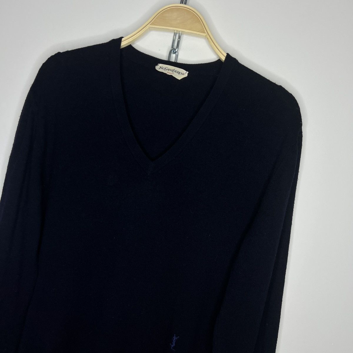 Designer × Yves Saint Laurent Yves Saint Laurent YSL Wool Jumper Sweater Knitwear Navy Size US M / EU 48-50 / 2 - 5 Thumbnail