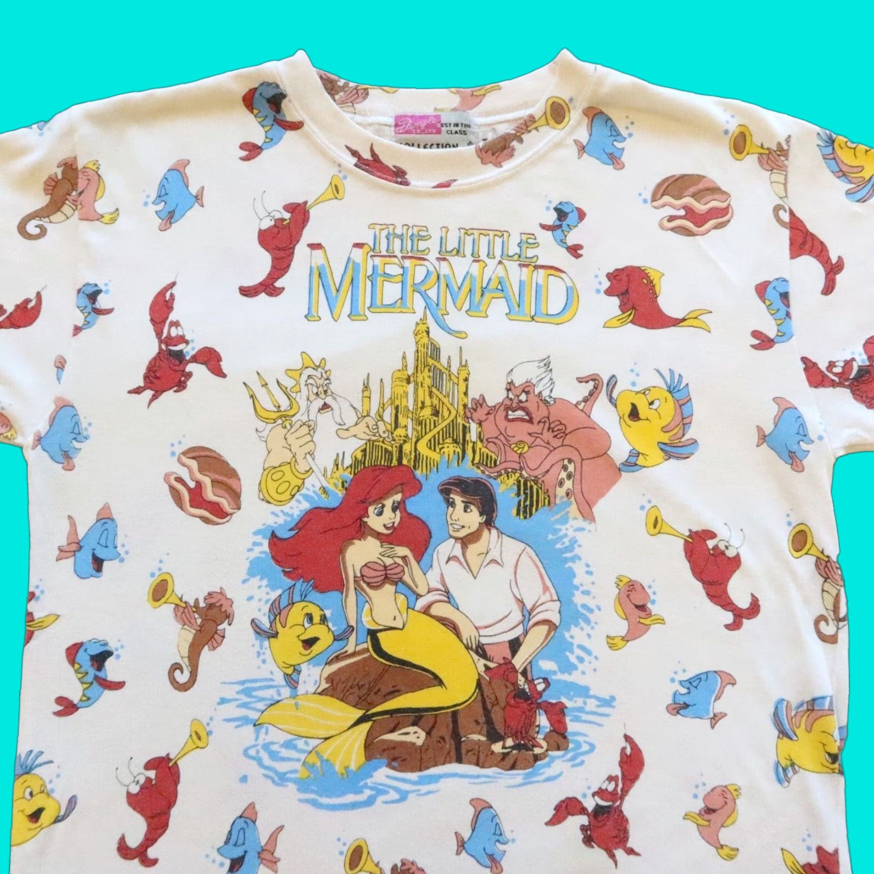 Vintage VINTAGE The Little Mermaid Dimple Collection AOP Tshirt Shirt M White Men 90s Concert/Theme Shirt Mens Size US M / EU 48-50 / 2 - 1 Thumbnail