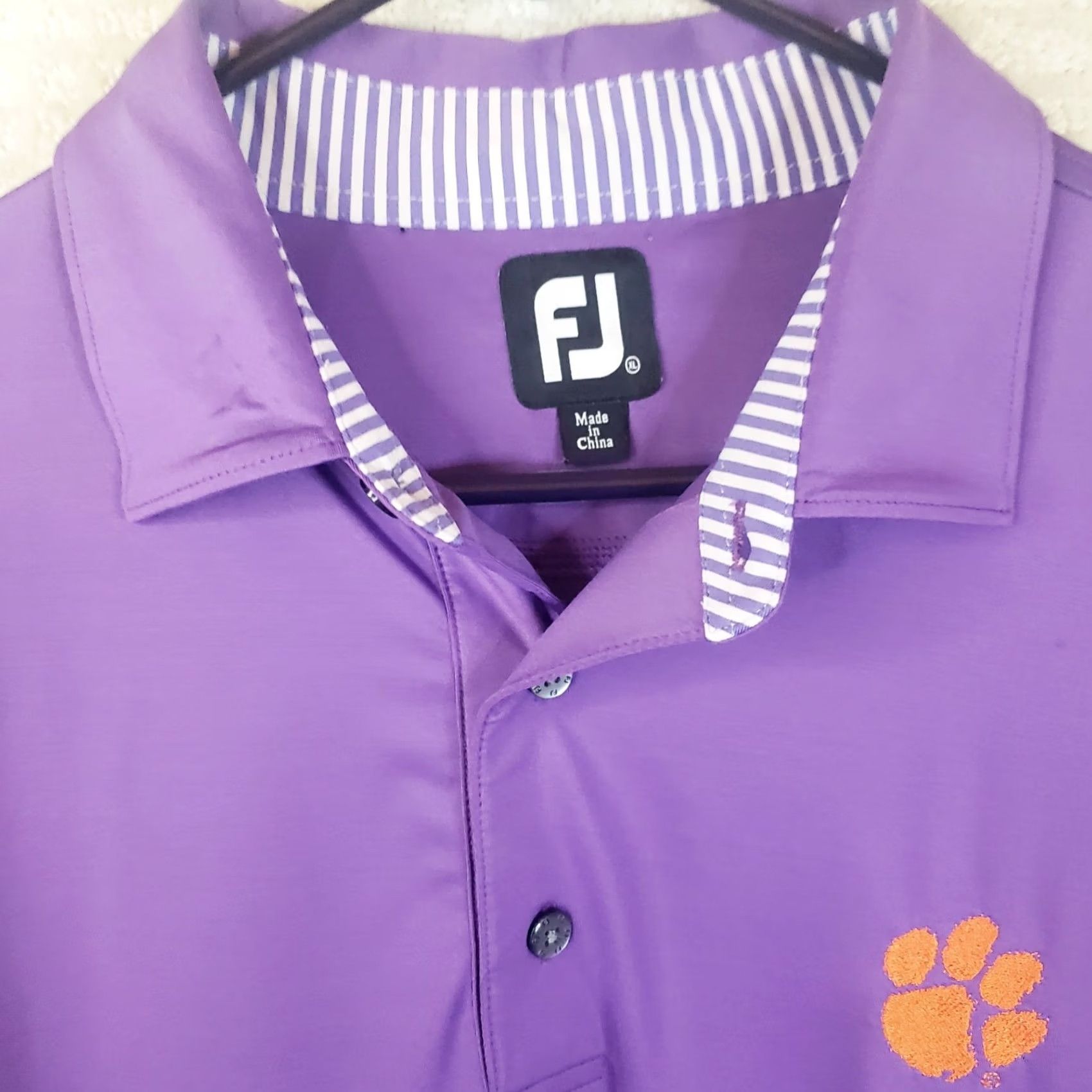Footjoy Clemson Tigers Polo Shirt Mens Large Purple FootJoy Athletic Fit Performance Shirt Size US L / EU 52-54 / 3 - 4 Thumbnail