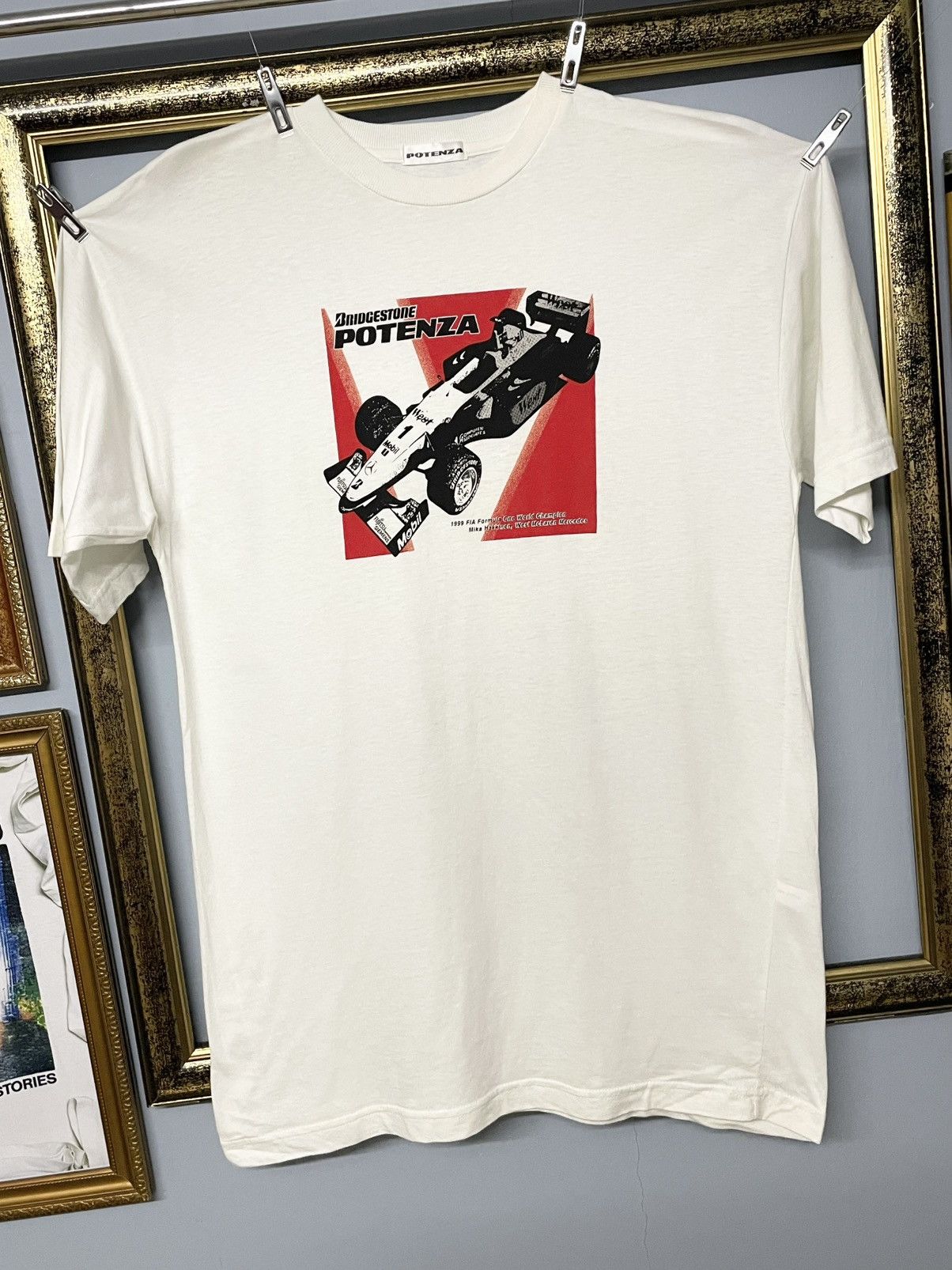 Designer Vintage 1990s Potenza Brigestone Event F1 Champion Tshirt Size US M / EU 48-50 / 2 - 2 Thumbnail