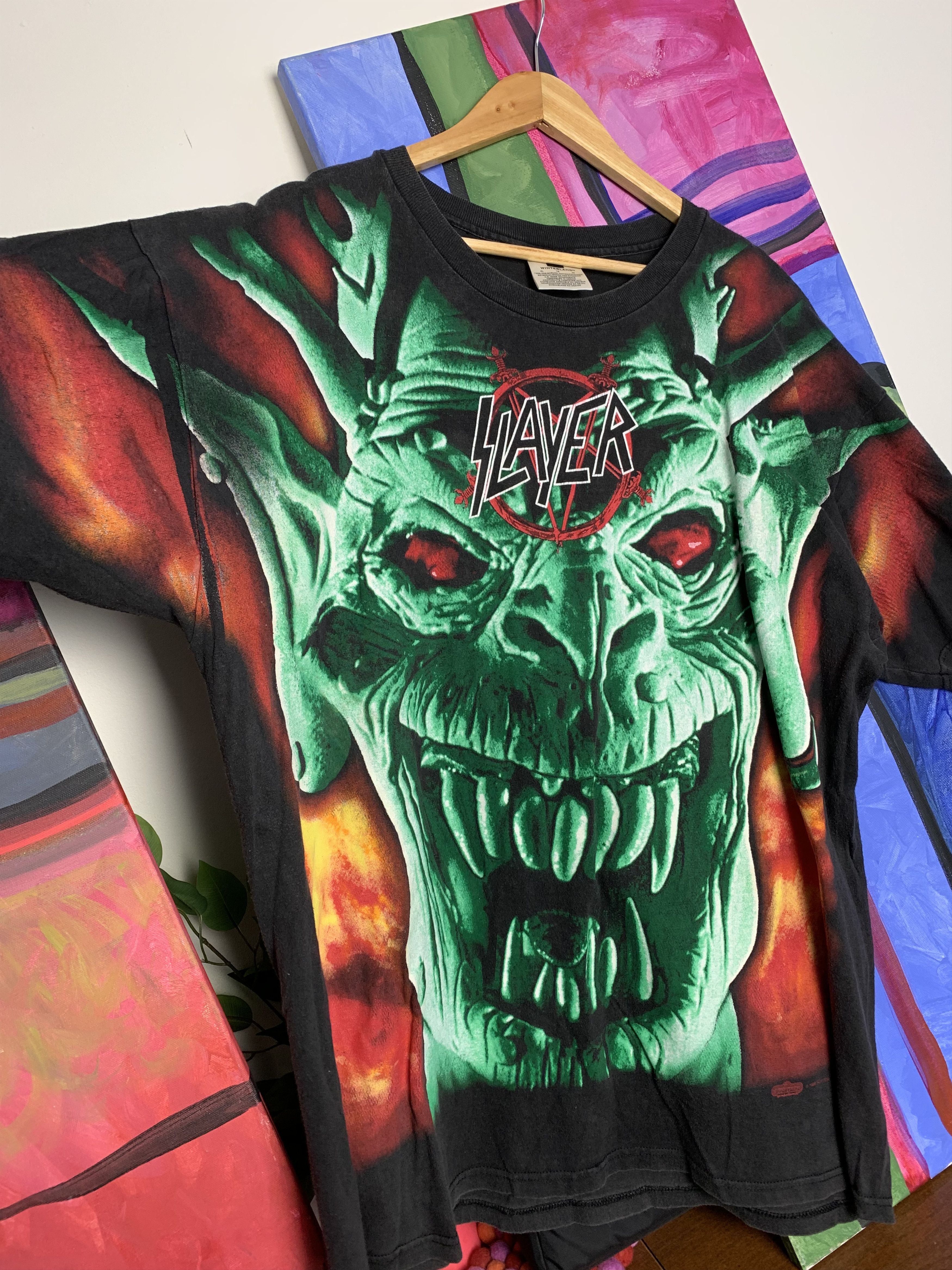 Band Tees Vintage Slayer AOP 1996 Winterland Tag Crazy Tee Size US XL / EU 56 / 4 - 3 Thumbnail