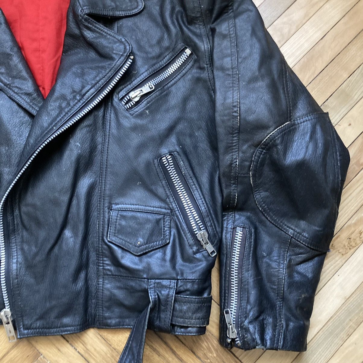 20471120 Vintage 70’s Avant-Garde Punk Leather Biker Jacket Size US M / EU 48-50 / 2 - 2 Thumbnail