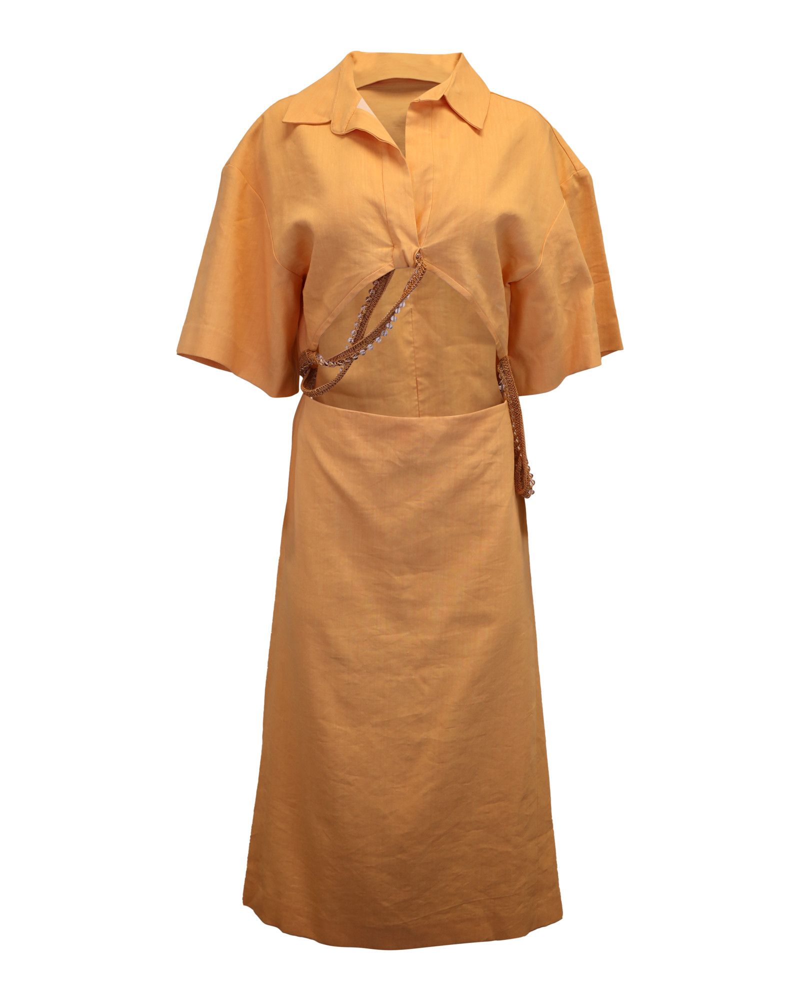 Christopher Esber Christopher Esber Beaded Midi Shirt Dress in Orange Viscose Size XXS / US 00 / IT 34 - 1 Thumbnail