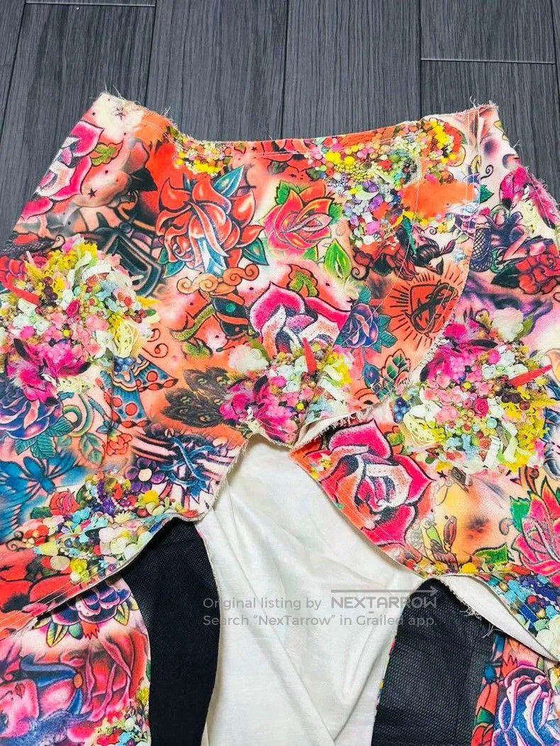 Comme des Garcons COMME des GARCONS 2004SS Red Floral Skirt. Size US 26 / EU 42 - 3 Thumbnail