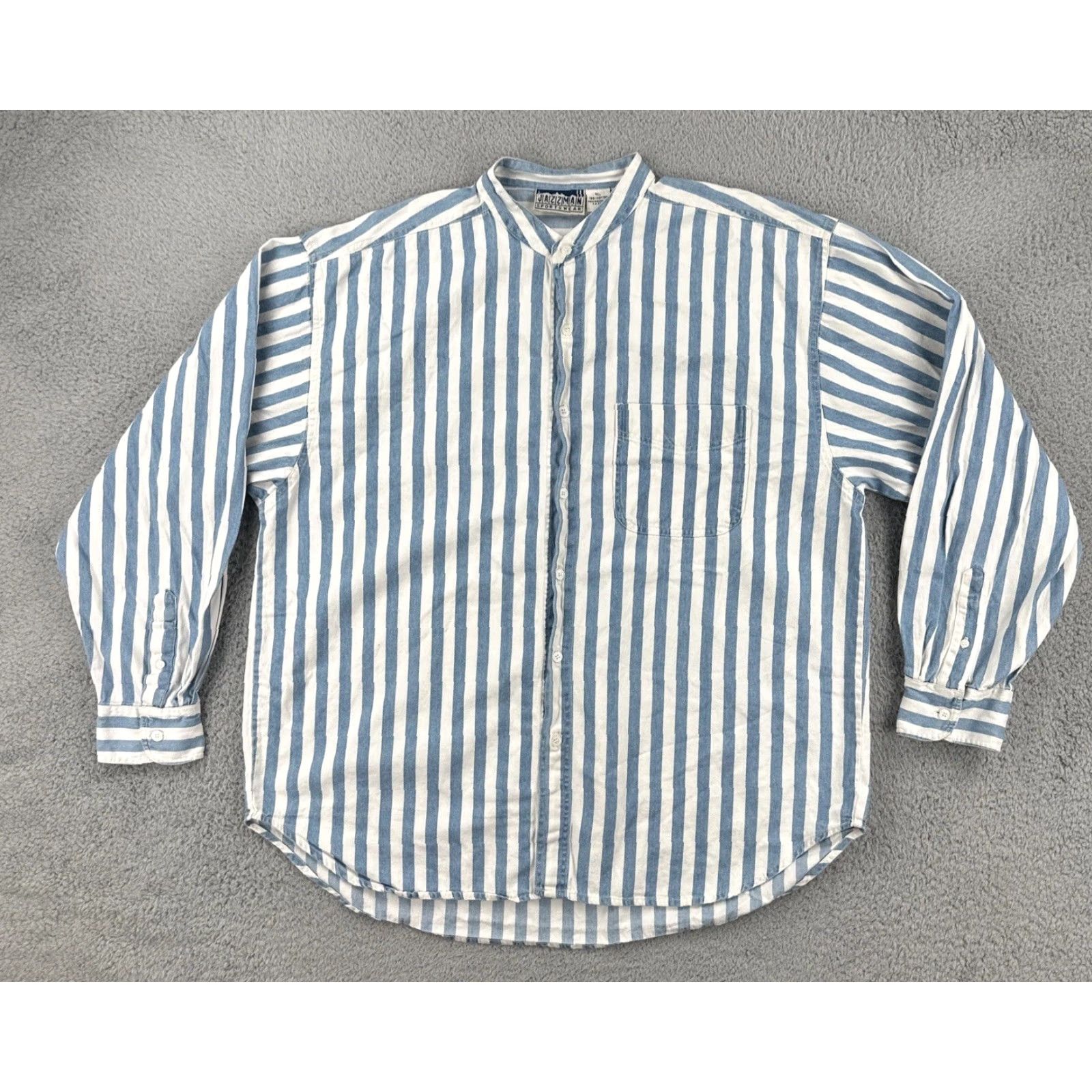 Vintage VINTAGE Jazzman Sportswear 90s XL Long Sleeve Button-Up Shirt Blue White Stripes Size US XL / EU 56 / 4 - 2 Thumbnail