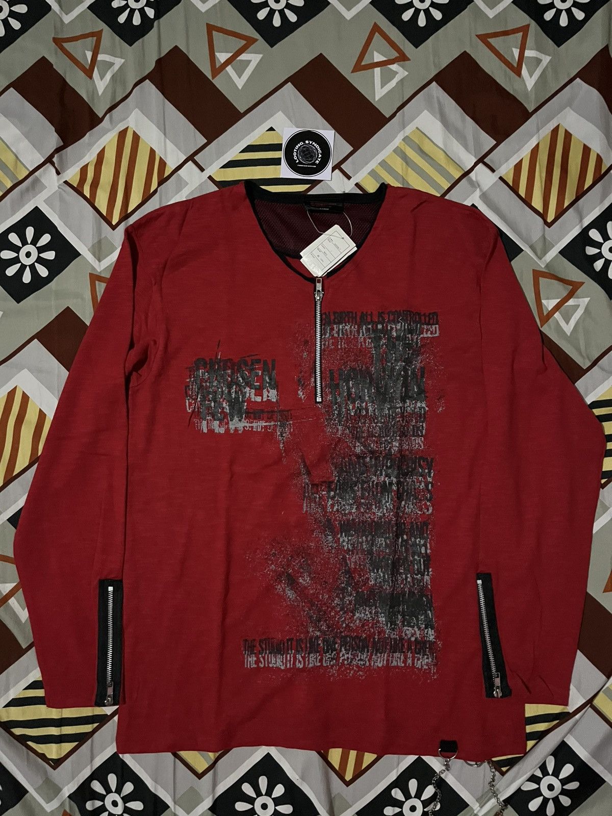 Japanese Brand × Vintage Vintage Dangerous Warning Design Punk Poem And Chains LS Size US L / EU 52-54 / 3 - 1 Thumbnail