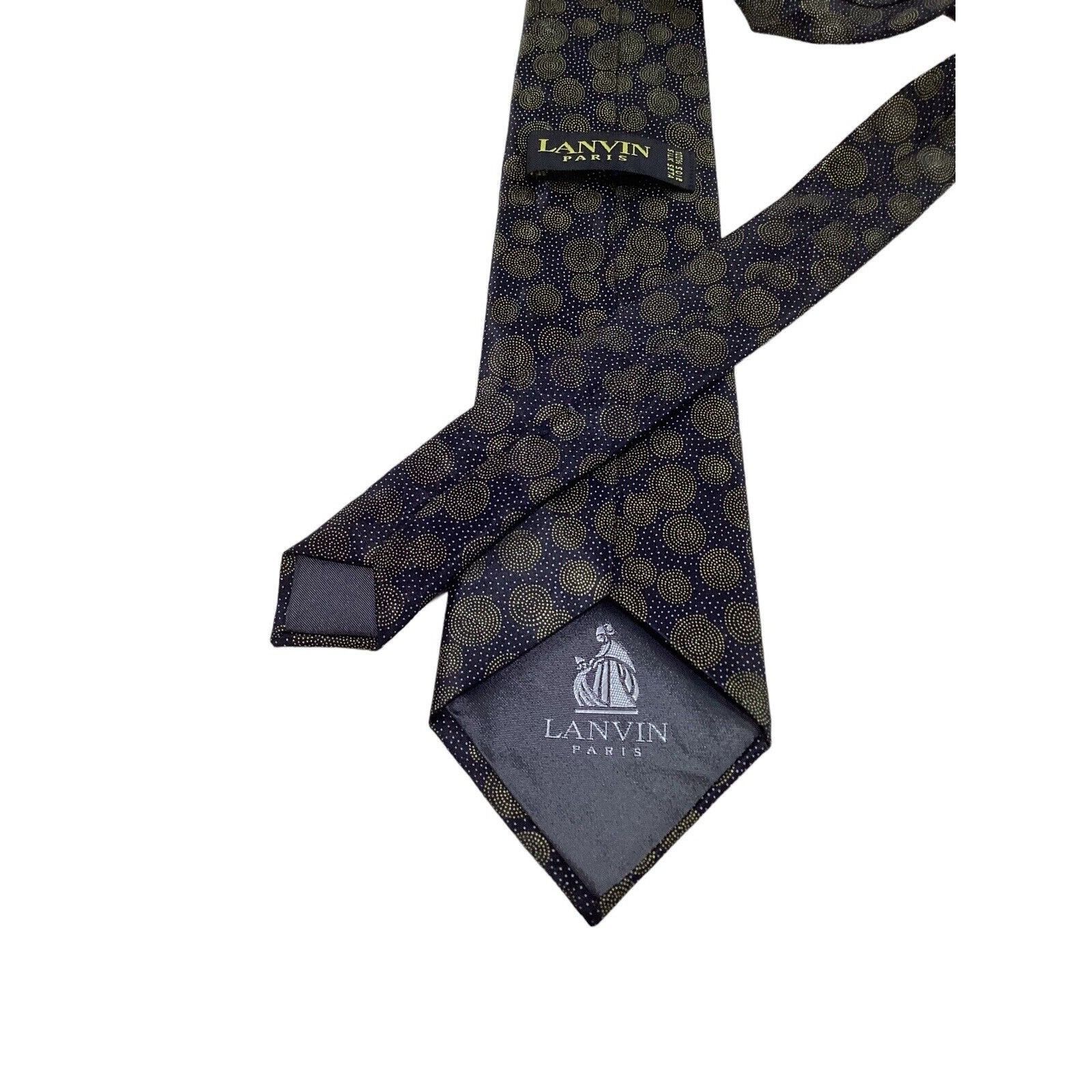 Lanvin LANVIN PARIS Black Geometric Luxury Designer Silk Tie France Size ONE SIZE - 5 Thumbnail