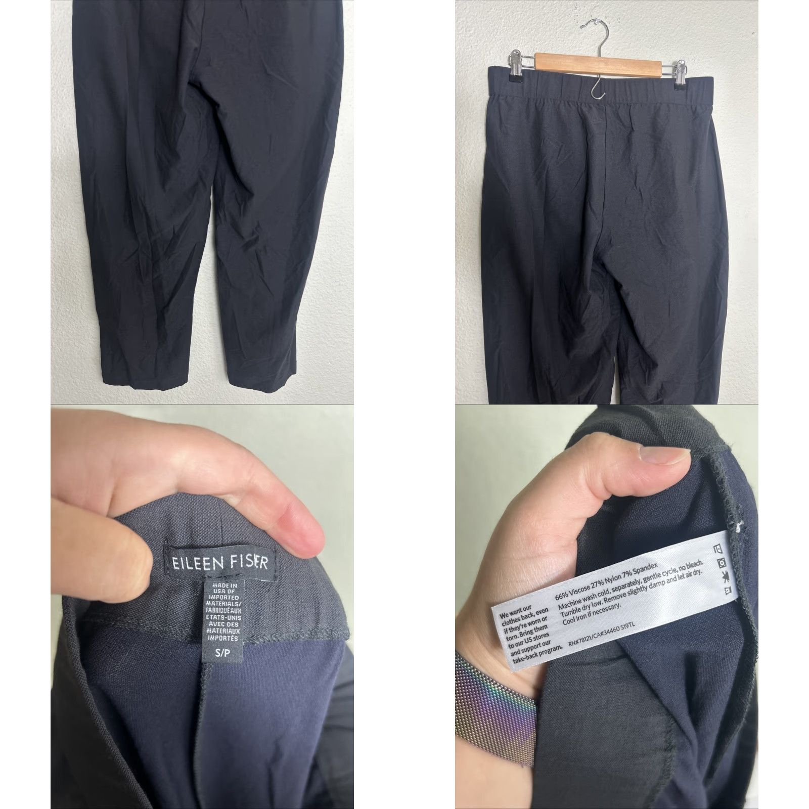 Eileen Fisher EILEEN FISHER Womens Pants Small Black Pull On Cropped Ponte Stretch Capsule Size 28" / US 6 / IT 42 - 8 Thumbnail