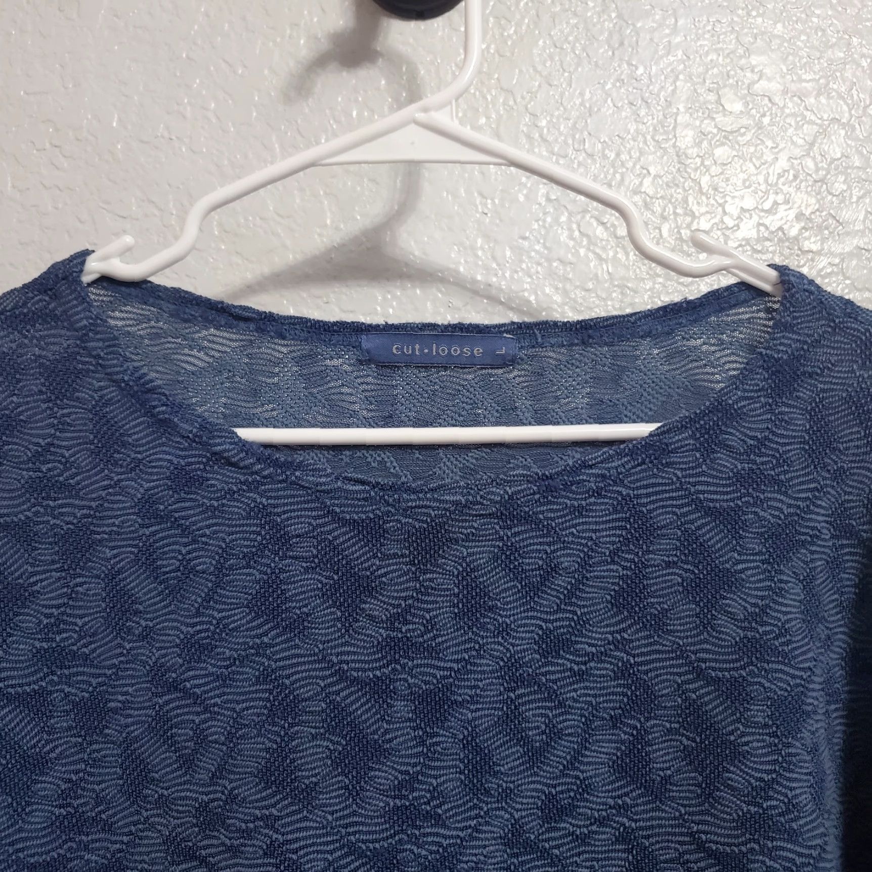 Vintage Cut Loose Top Women L Blue Print Rayon Blend Boat Neck Long Sleeve Relaxed Shirt Blouse Casual Womens Size L / US 10 / IT 46 - 4 Thumbnail