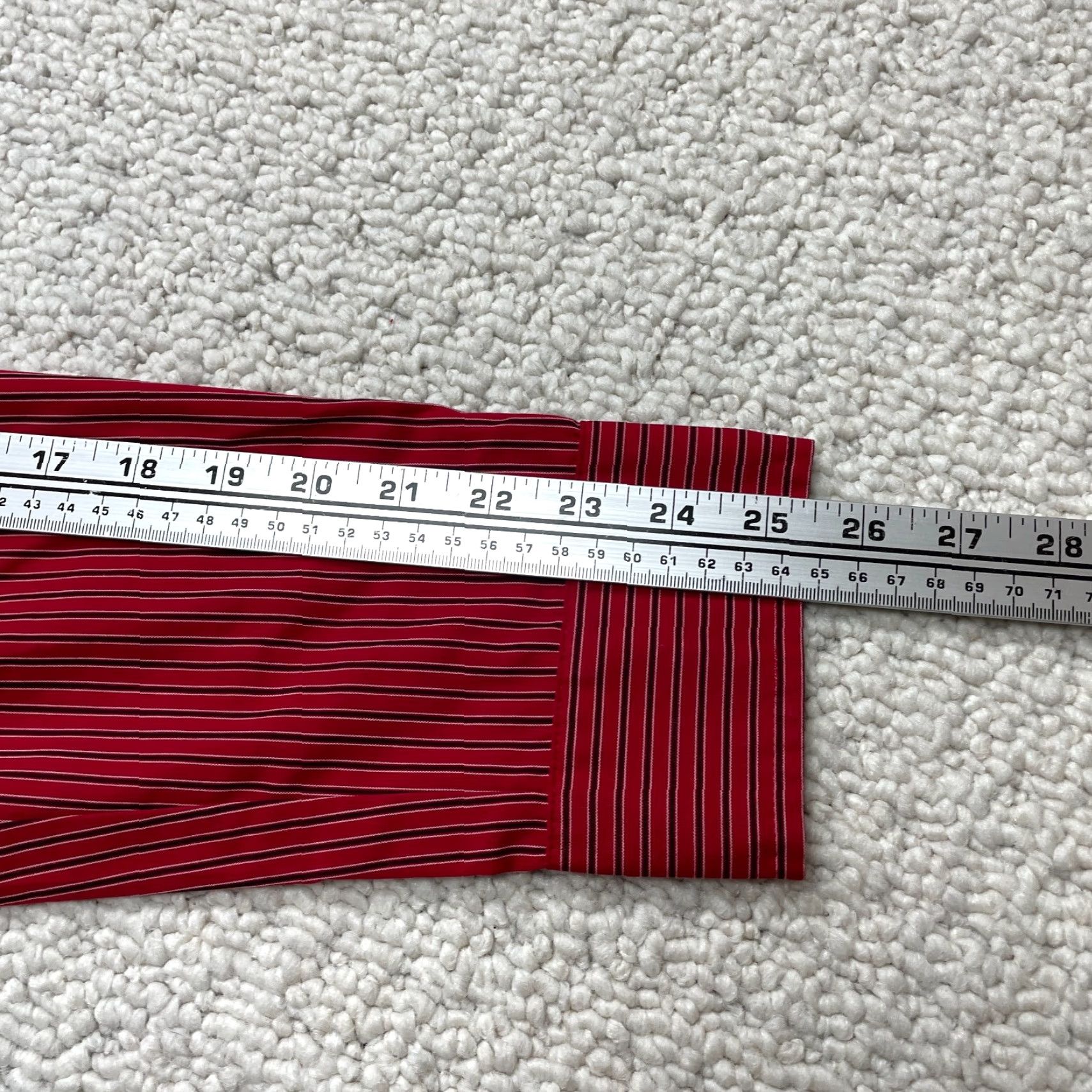 George George Shirt Mens 2XL Red Striped Button Up Long Sleeve Top Collared Dress Size US XXL / EU 58 / 5 - 6 Thumbnail