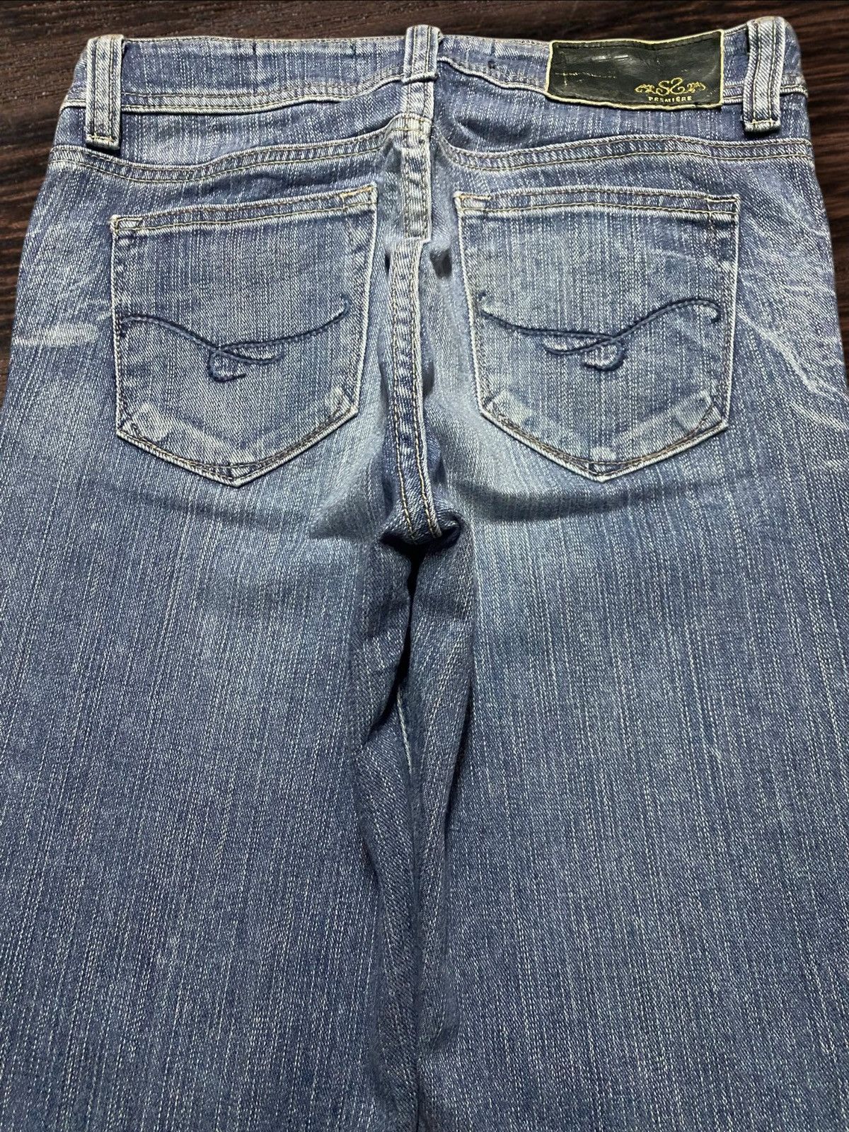 Japanese Brand Vintage Edwin Something Faded Wash Distressed Flare Jeans Size US 28 / EU 44 - 4 Thumbnail
