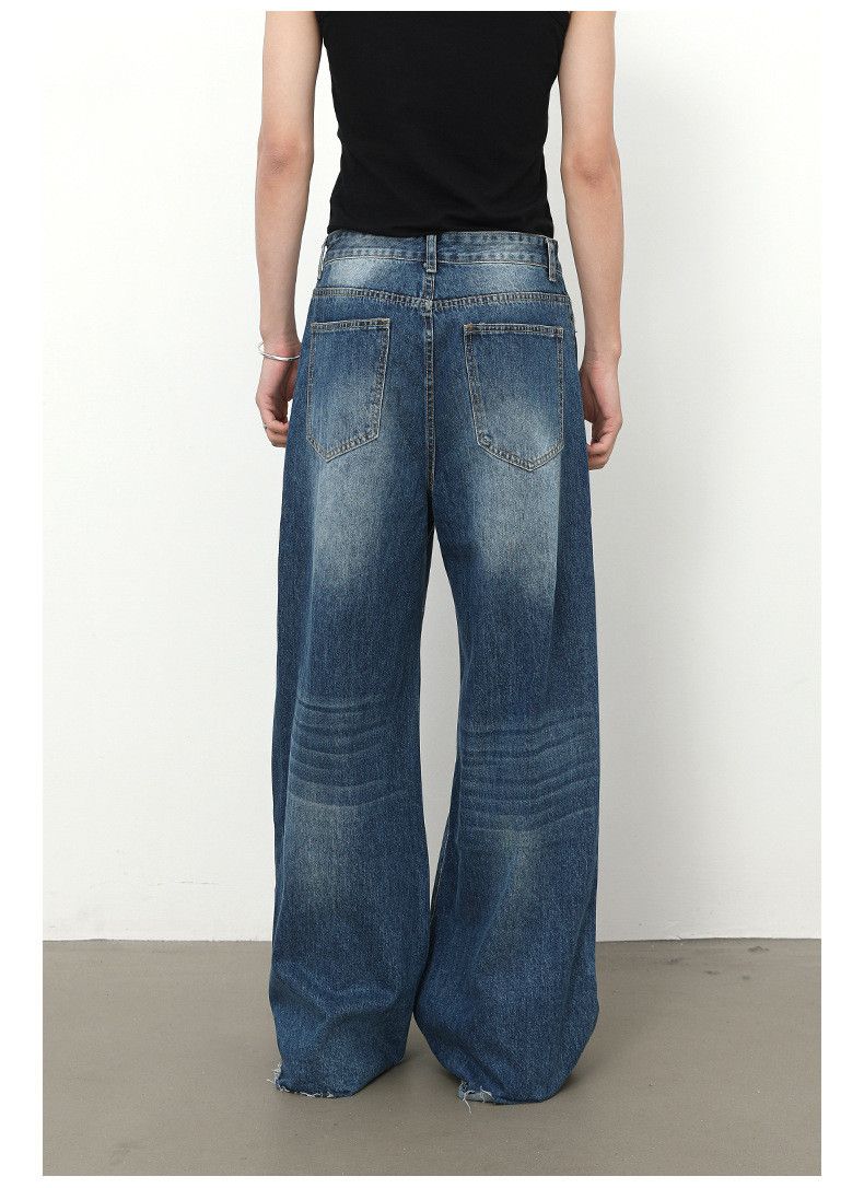Japanese Brand × Jean American street men's loose straight wide-leg ripped jeans Size US 32 / EU 48 - 6 Thumbnail