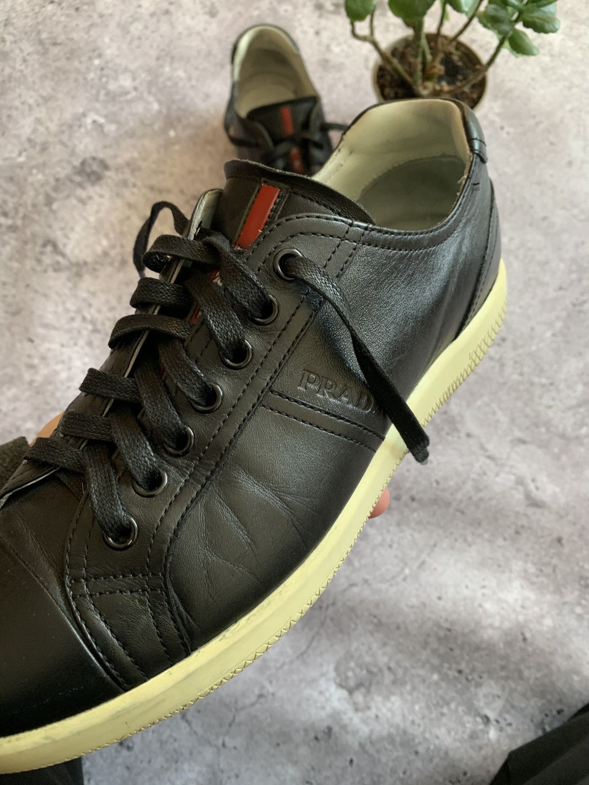 Prada 🔥PRADA LEATHER RED TAB LOW TOP SNEAKERS Size US 7.5 / EU 40-41 - 9 Thumbnail