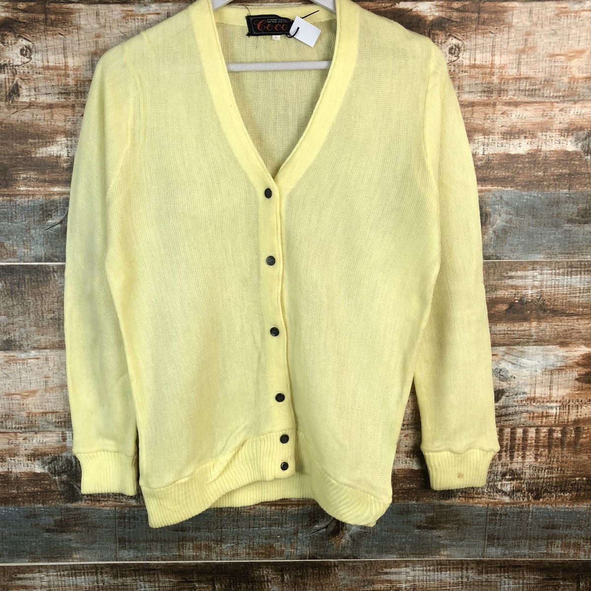 Homespun Knitwear Lolo Yellow crochet meshnet Cardigan Knitwear #A1791 Size L / US 10 / IT 46 - 3 Thumbnail