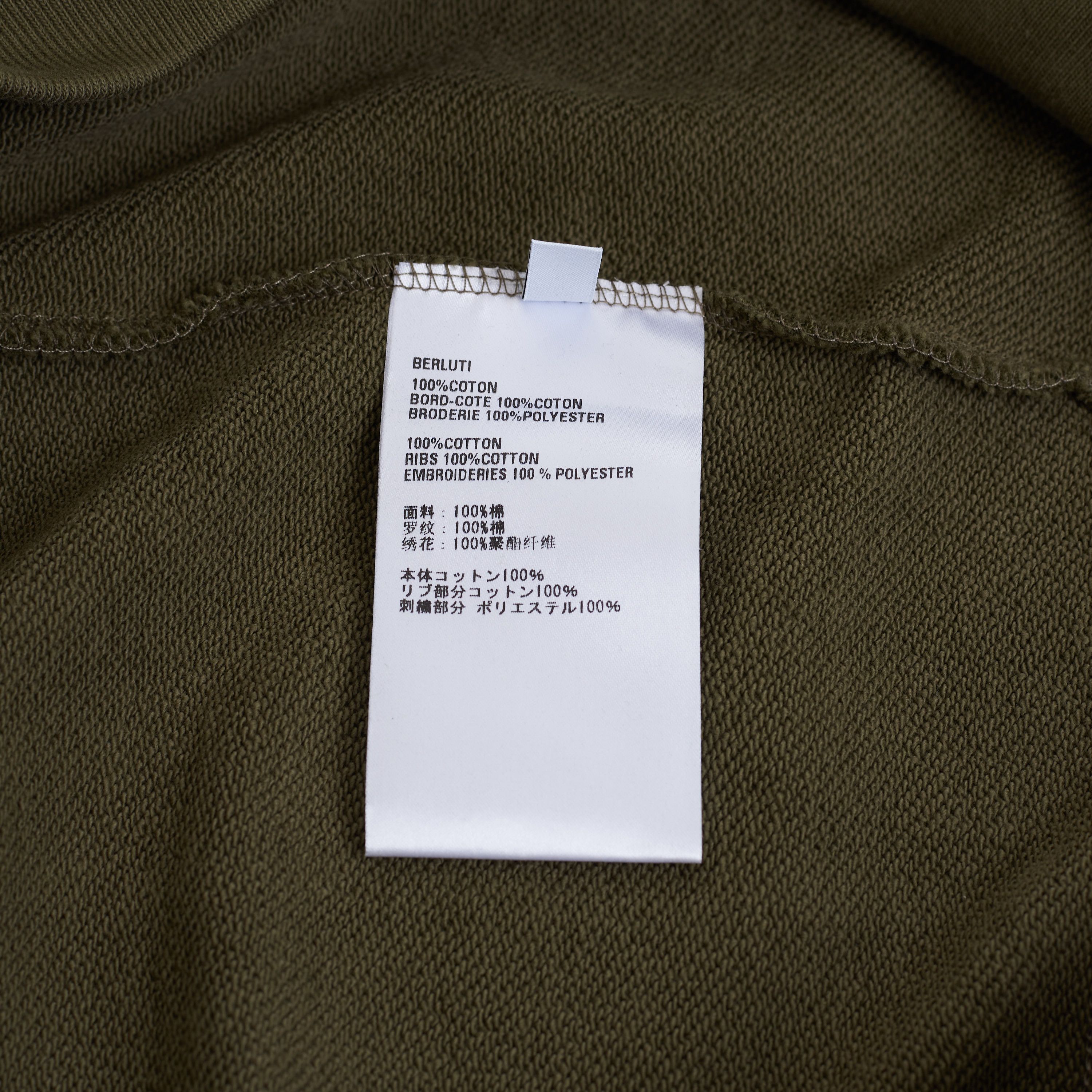 Berluti Embroidered Scritto Sweatshirt In Khaki Green Cotton Size US M / EU 48-50 / 2 - 13 Thumbnail