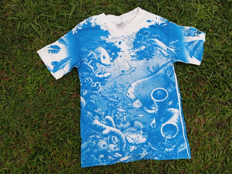 Vintage VTG Wildlife Fish AOP tshirt 🐡🤿 Fullprint Hawaii Habitat Size US S / EU 44-46 / 1 - 1 Thumbnail
